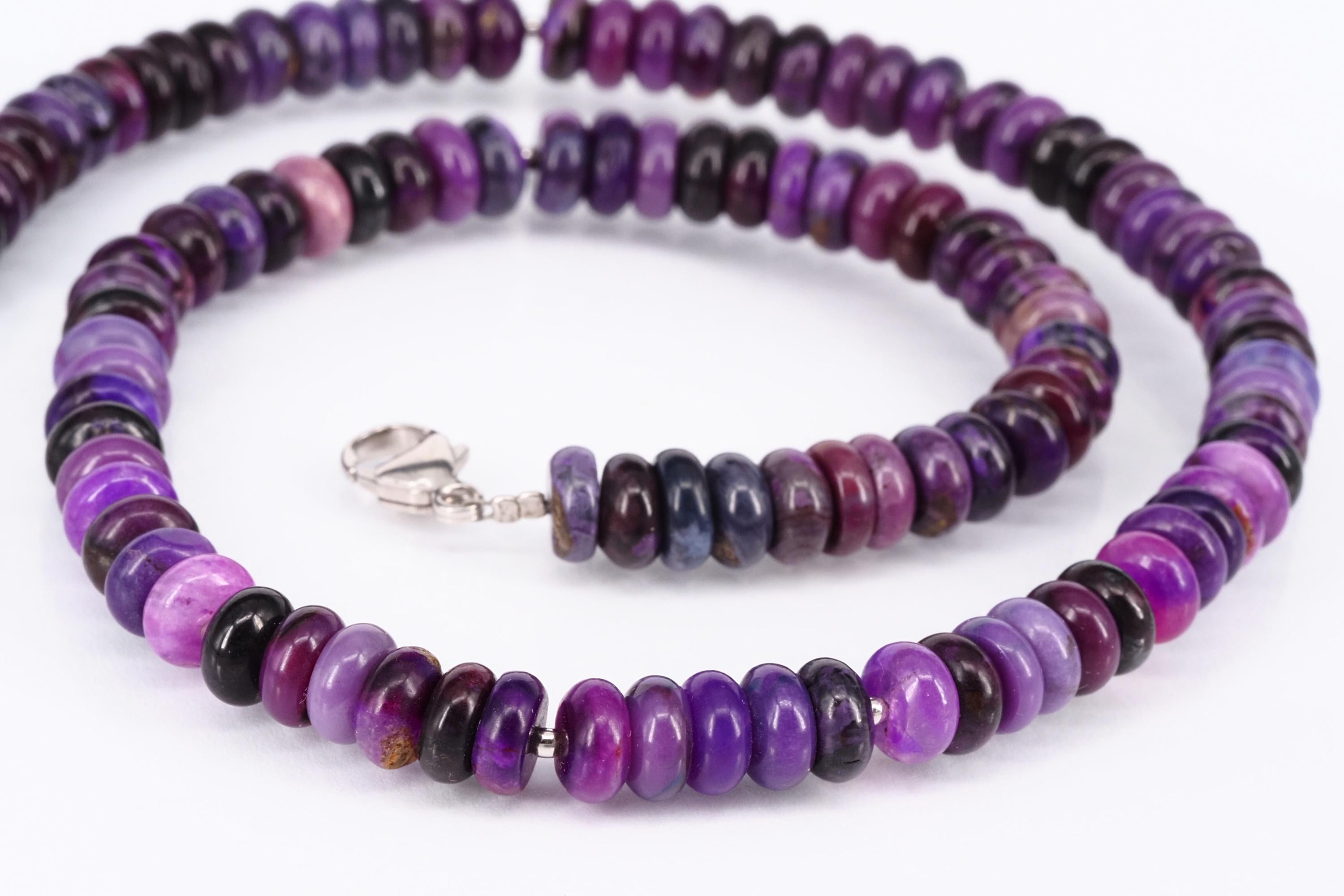 Echte Sugilith Kette - Edelsteinkette mit Sterling Silber