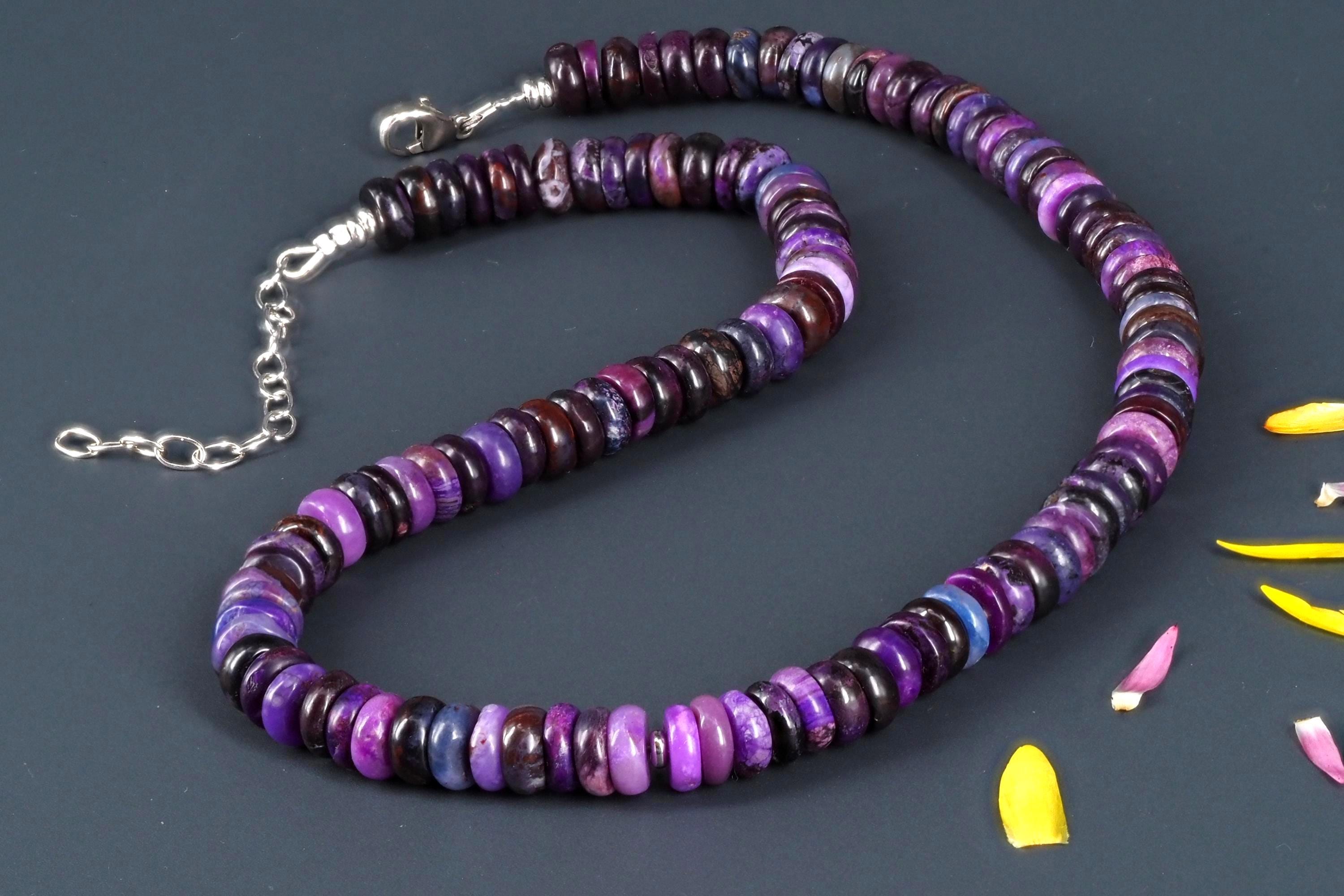 Sugilith Kette Silber lila 44cm echte Edelsteinkette