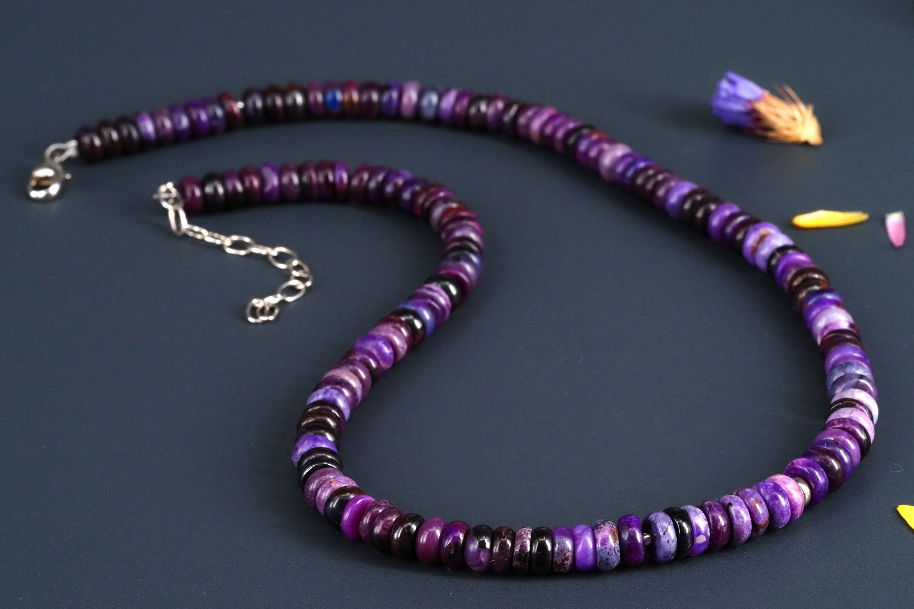 Sugilith Kette Silber lila 43,5cm echte Edelsteinkette