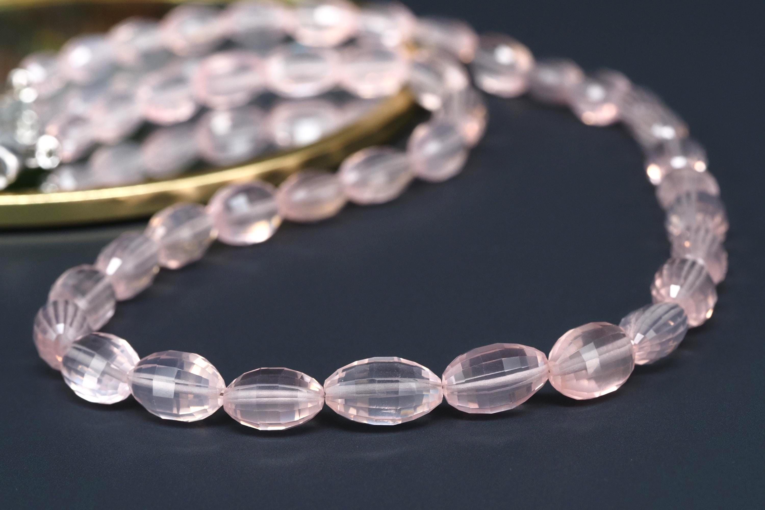 Top Rosenquarz Edelstein Kette 925 Silber Verschluss