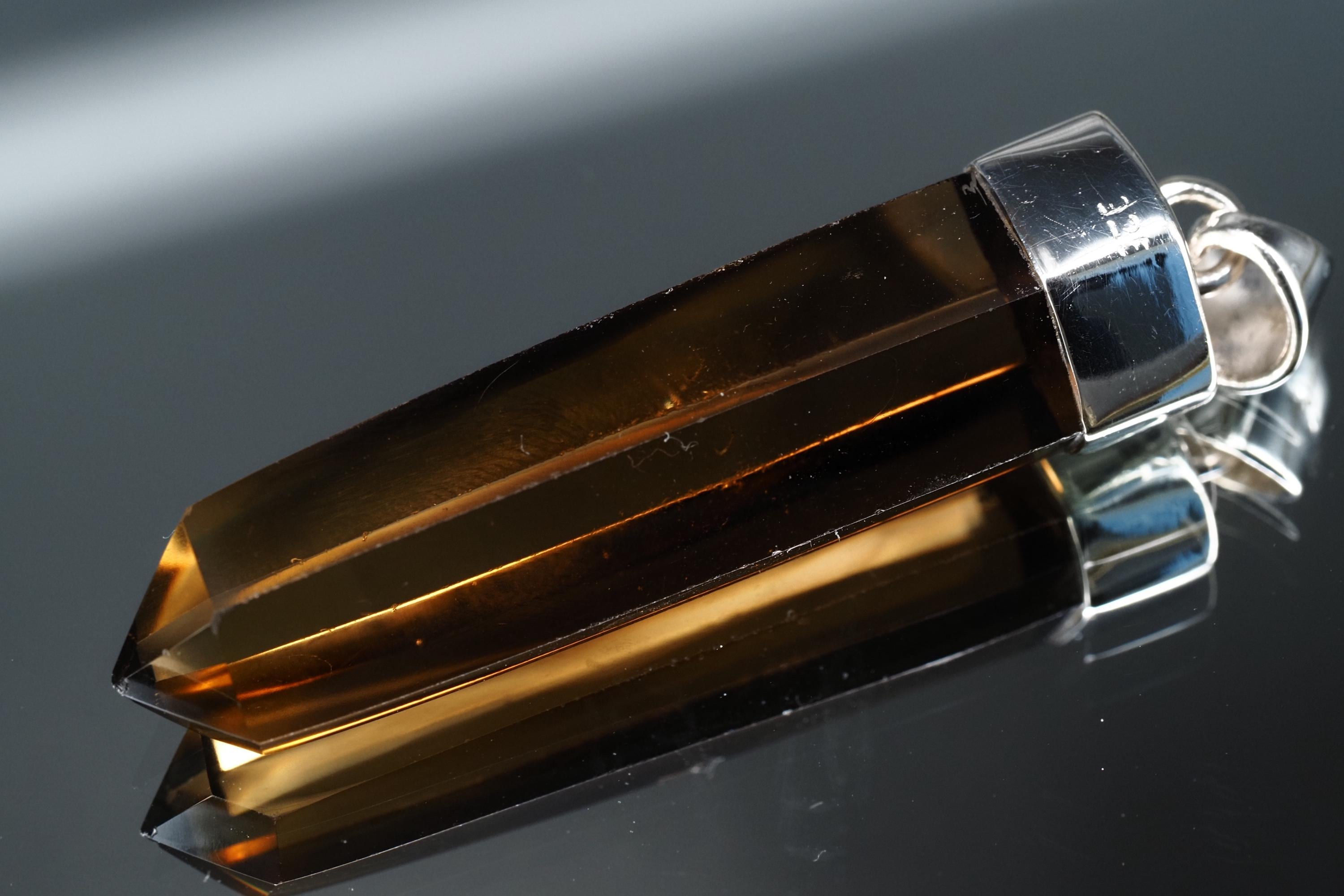 Rauchquarz Sterling Silber Anhänger Länge mit Öse 50mm