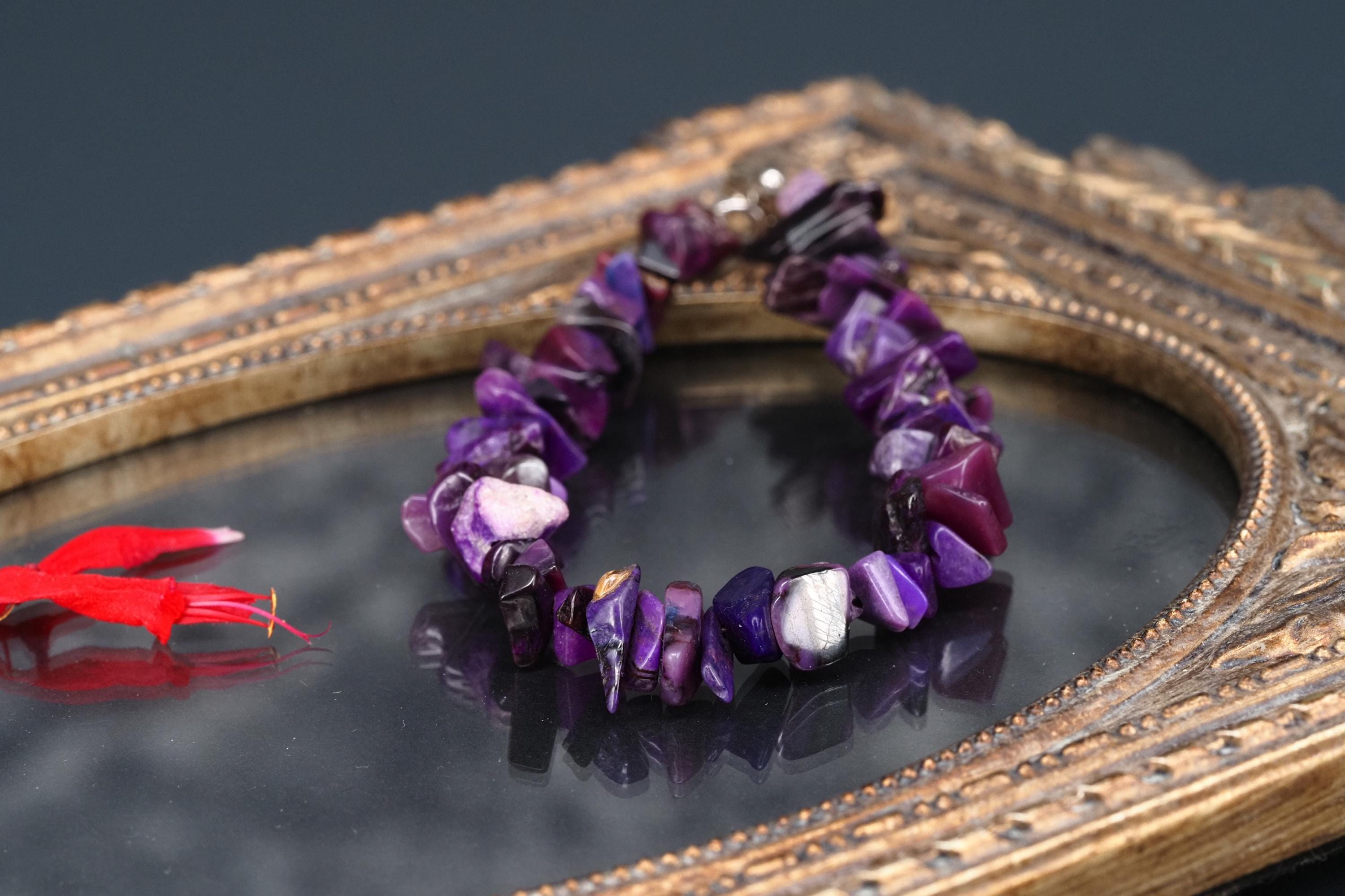 Sugilit Armband echtes lila Edelsteinarmband 19cm