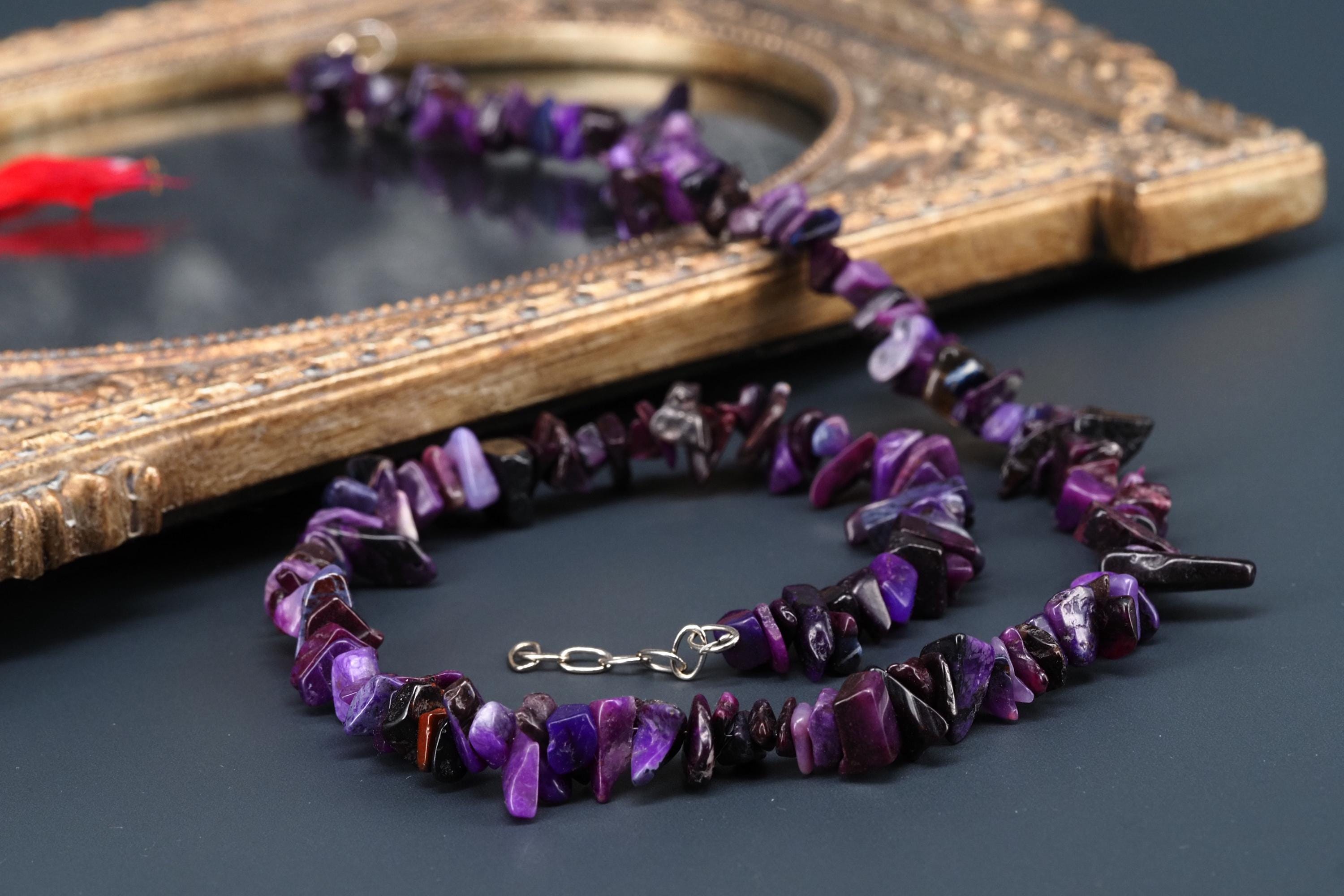 Sugilith Kette Silber Splitter 45-48cm echt und unbehandelt