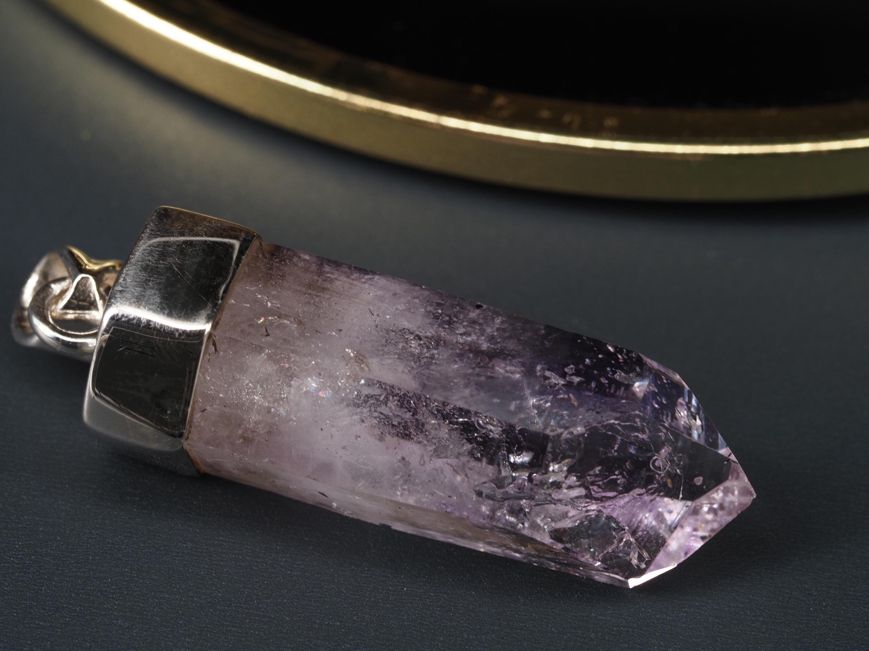 Amethyst Namibia Silber Anhänger Länge mit Öse 42mm