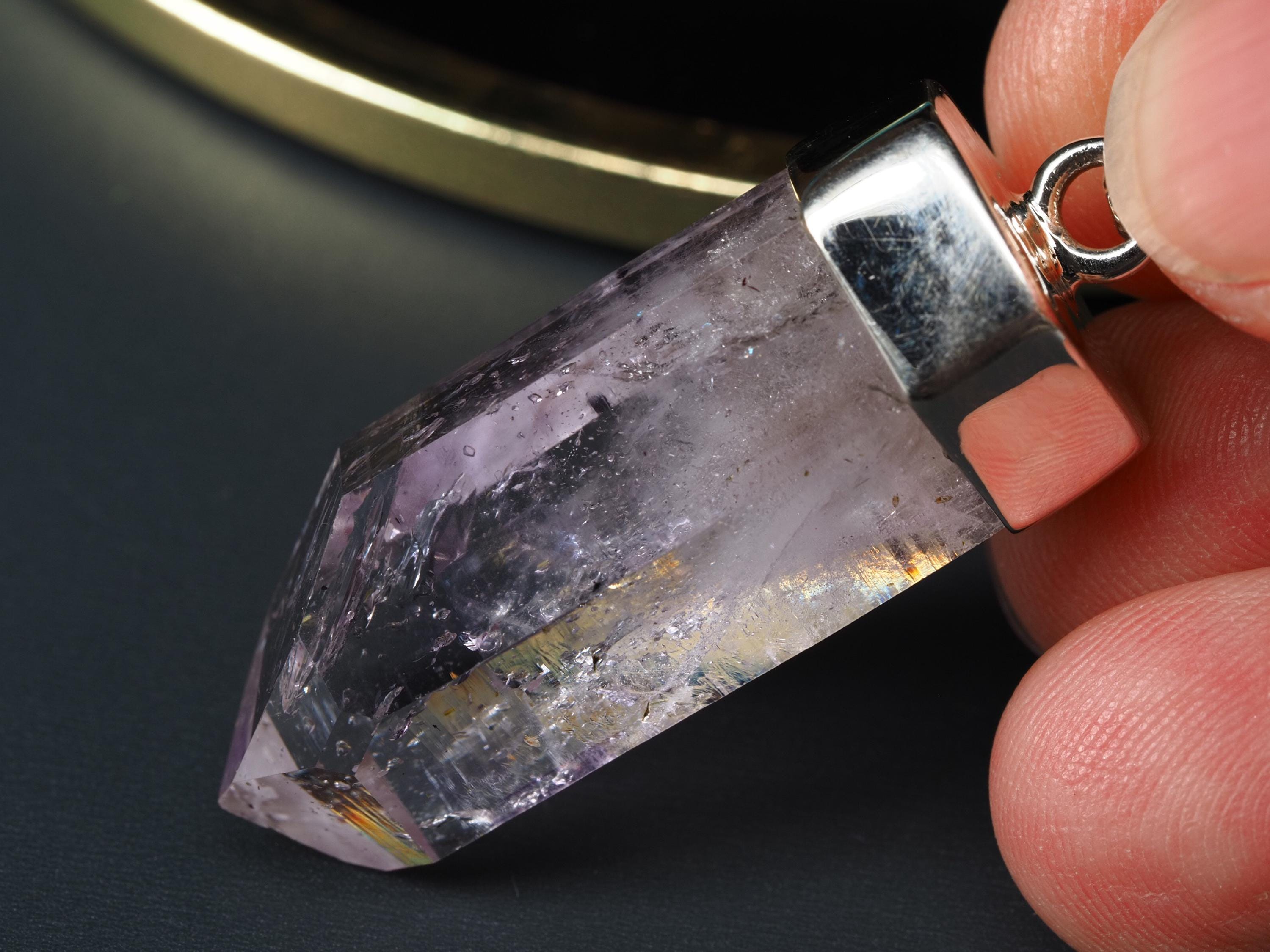 Amethyst Namibia Silber Anhänger Länge mit Öse 42mm