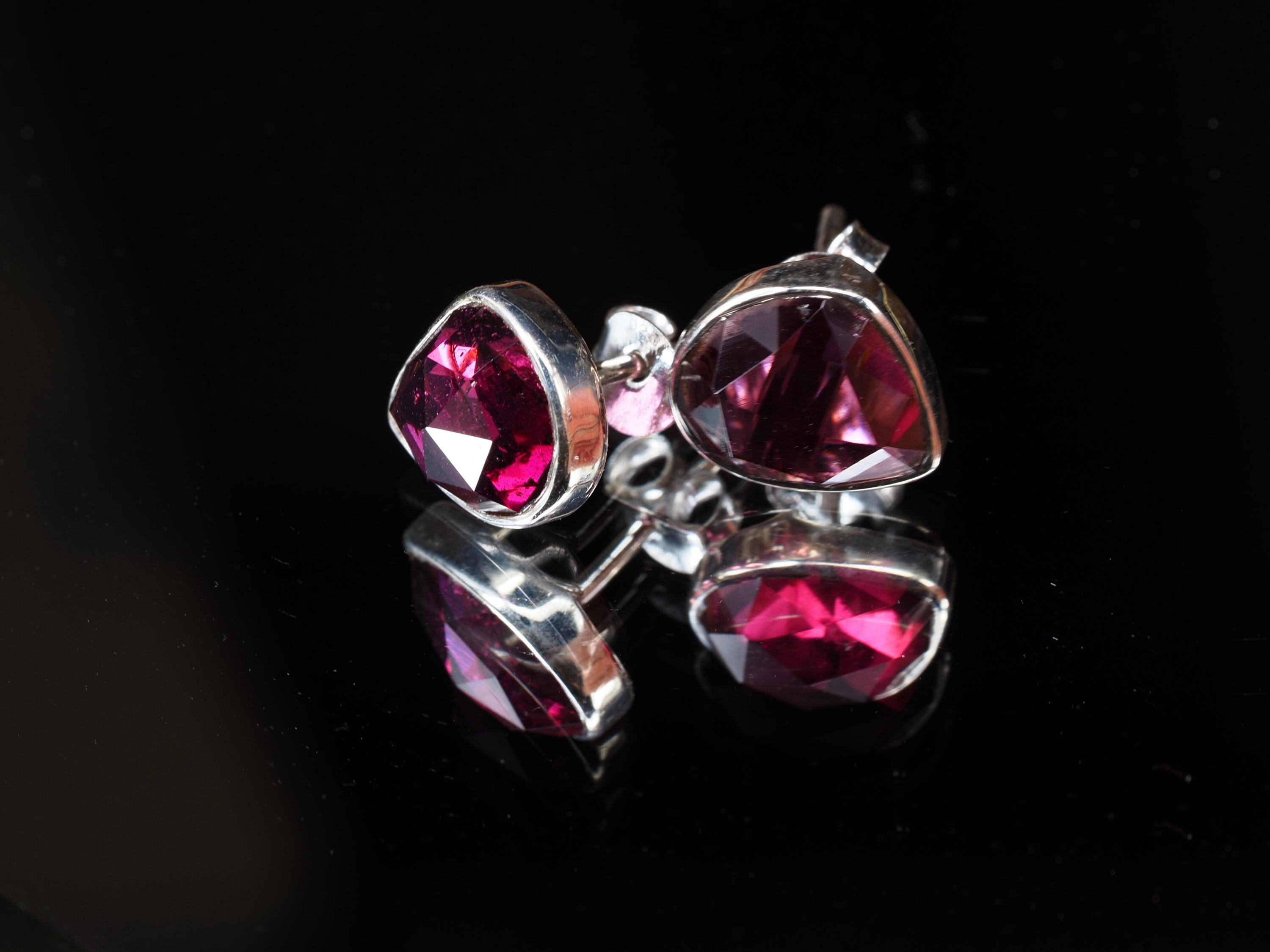 Granat Ohrstecker rose cut 925 Sterling Silber