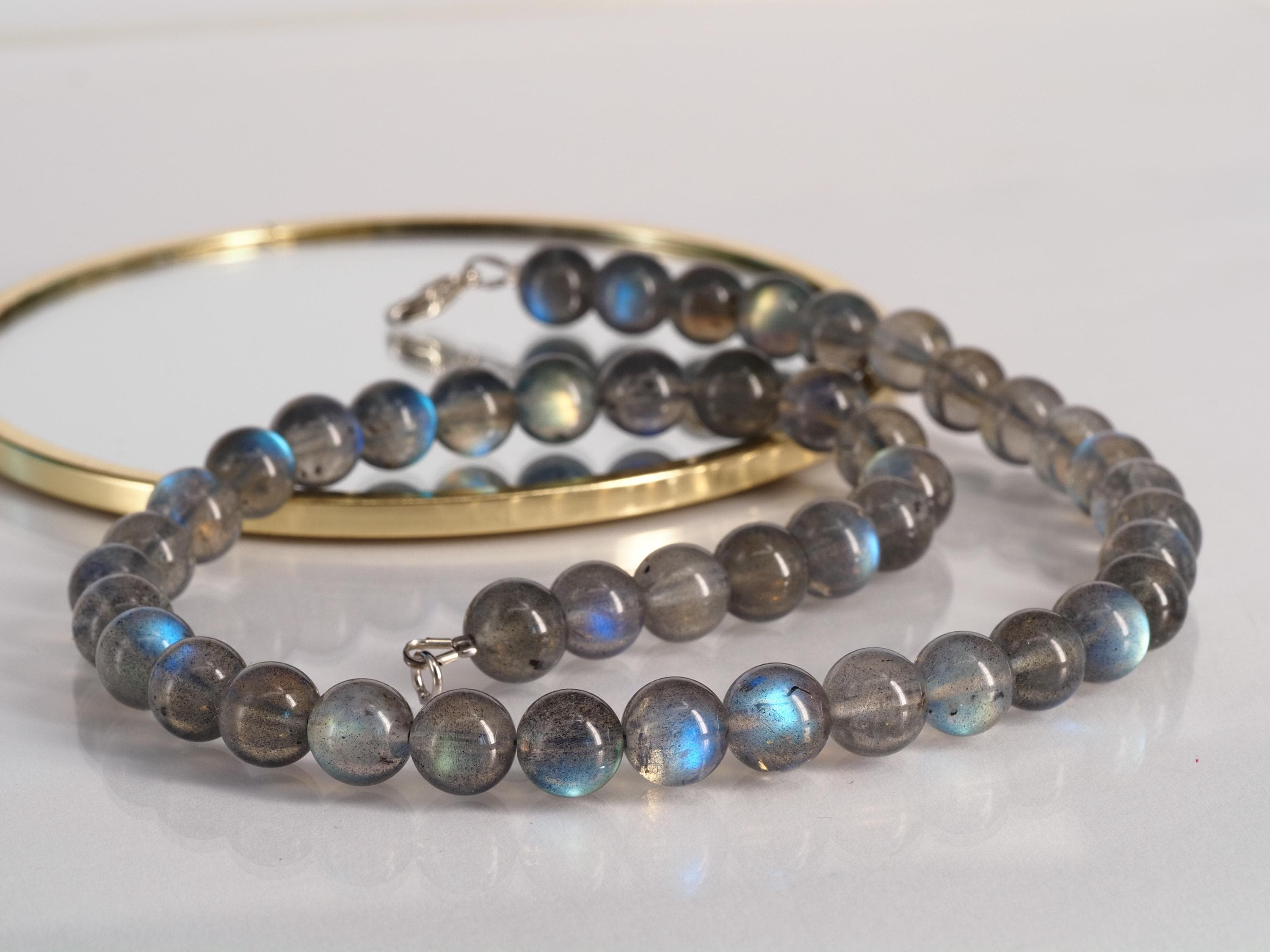 Labradorit Kette in Kugelform - hochwertige Edelsteinkette