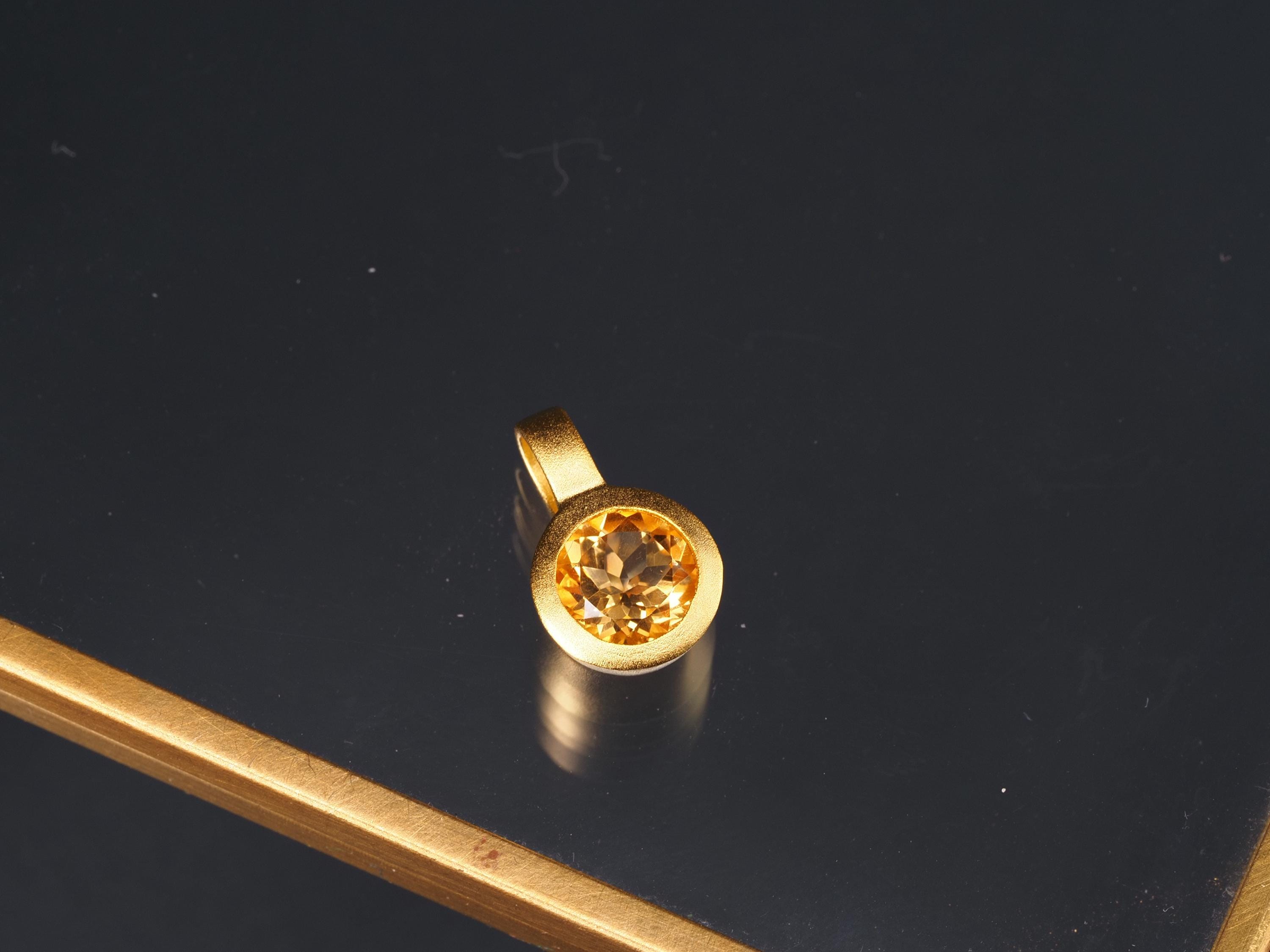 Citrin Anhänger Sterling Silber vergoldet zart