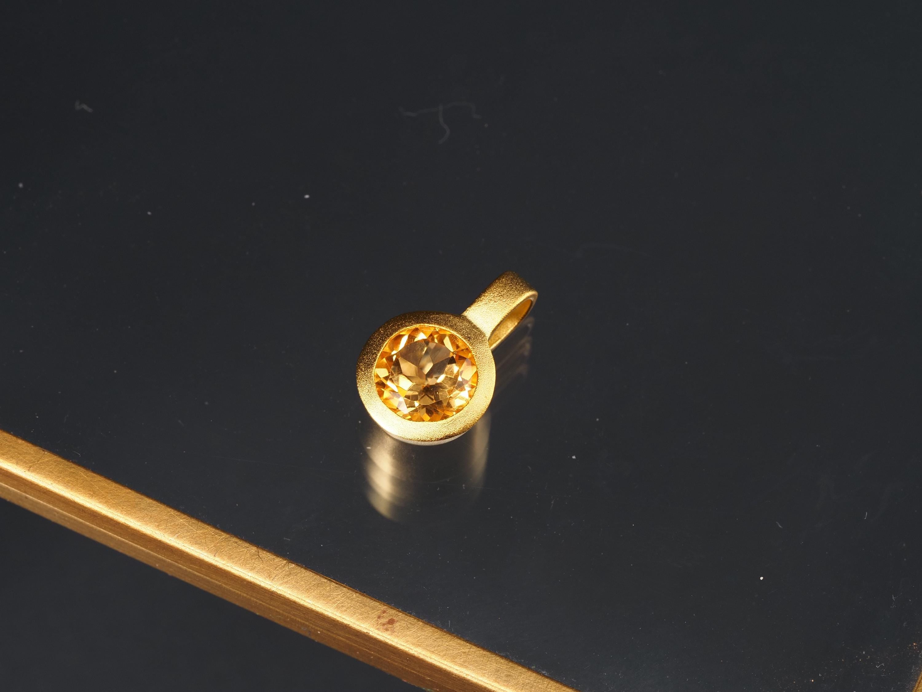 Citrin Anhänger Sterling Silber vergoldet zart