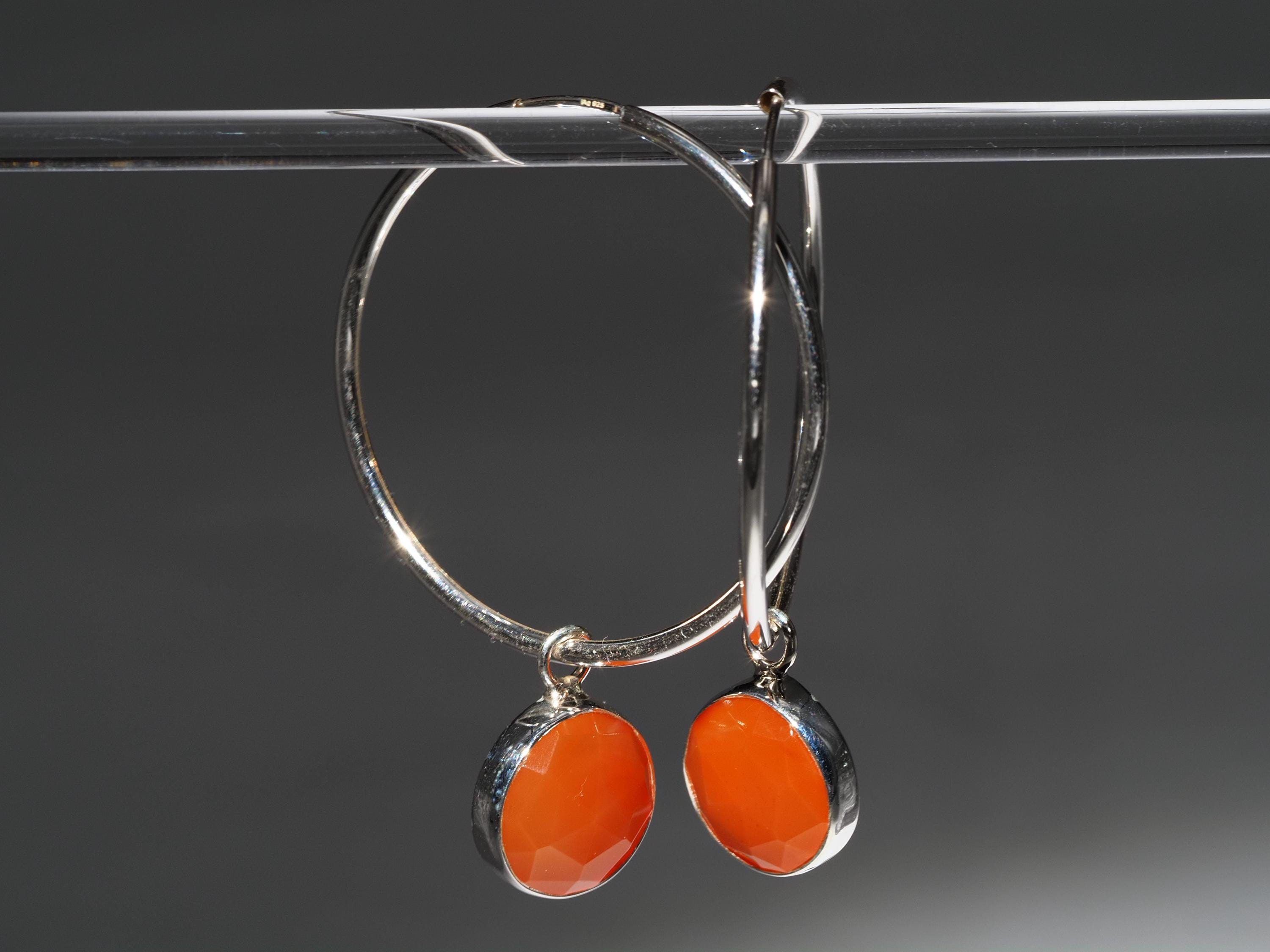 Karneol Silber Creolen – elegante Ohrringe mit orangen Edelsteinen