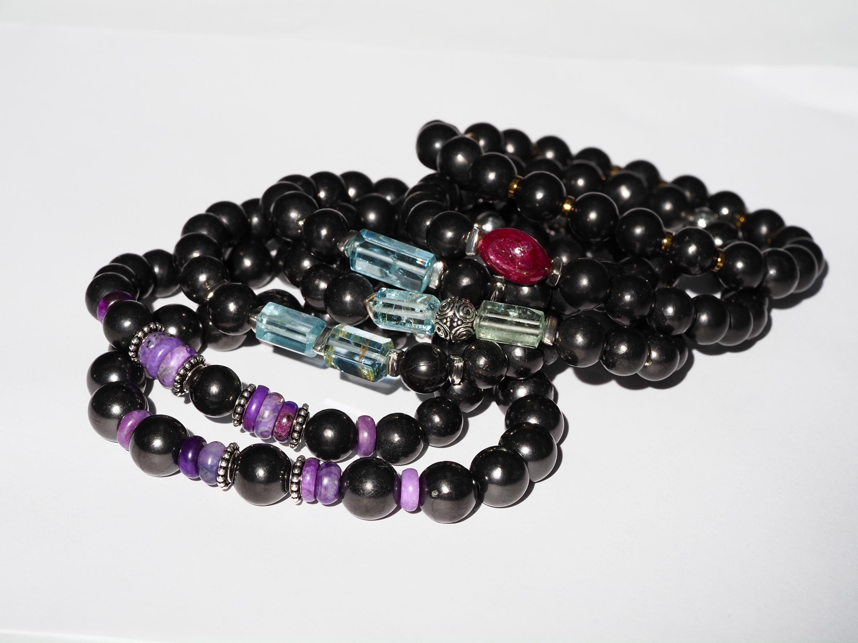 Aquamarin Armband mit Schungit für Männer Edelstein