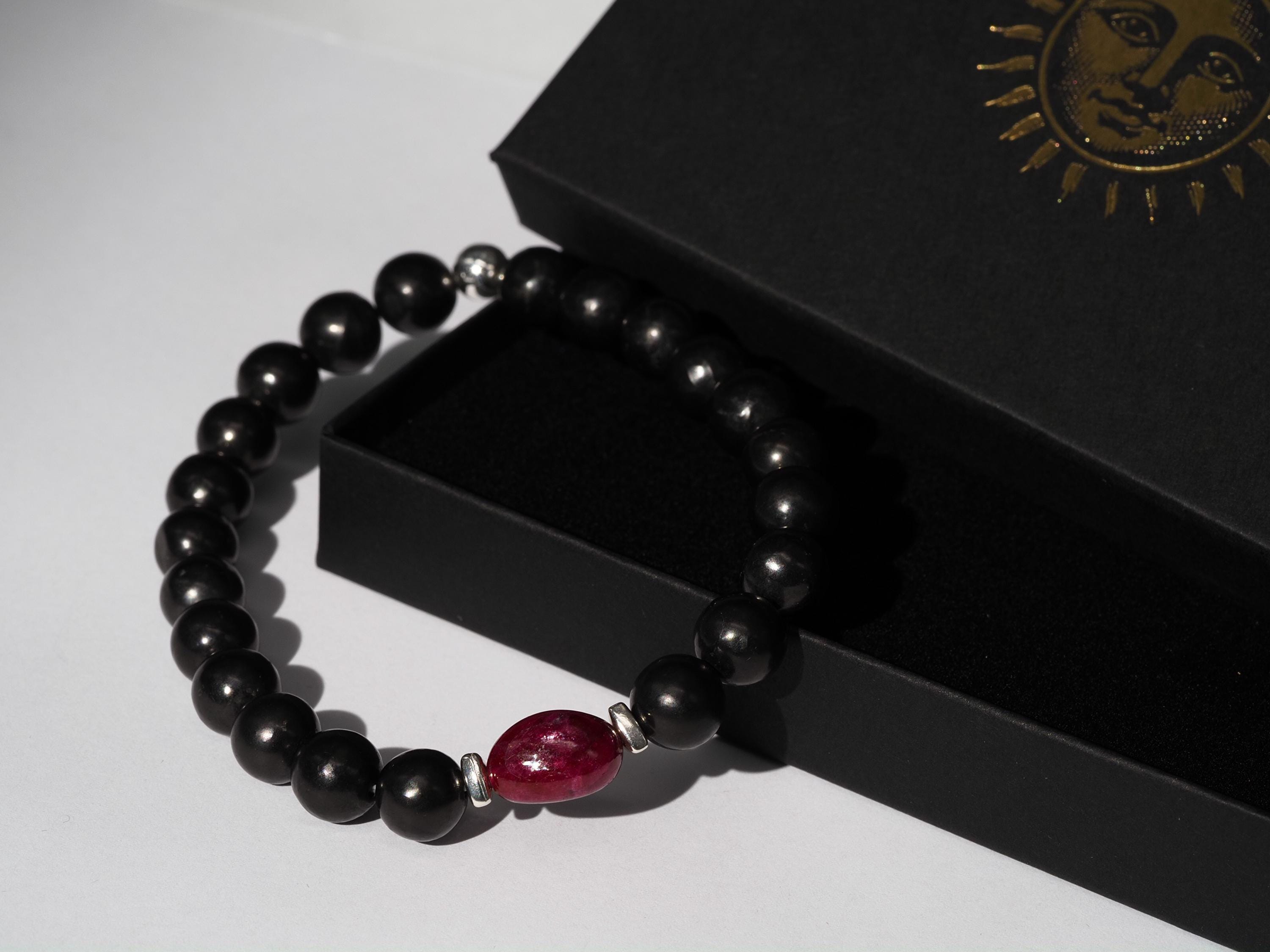 Rubin Armband und Schungit für Männer Edelstein