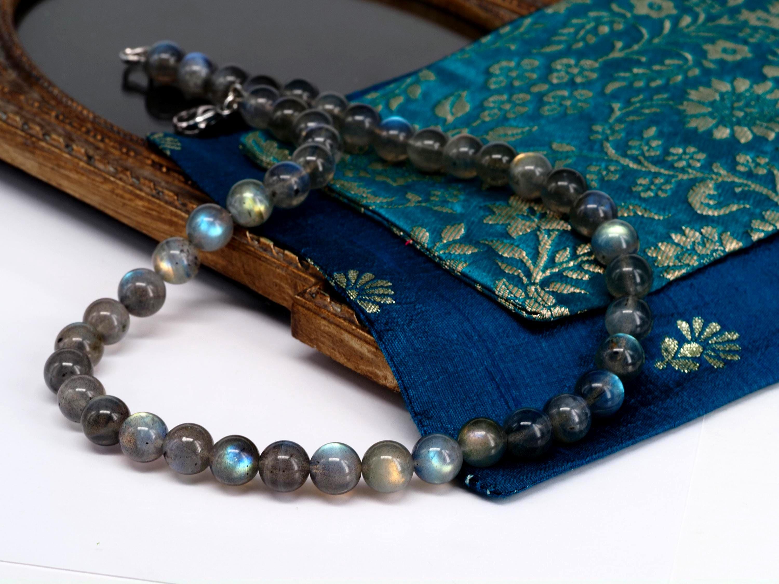 Labradorit Kette edel schimmernder Edelstein Länge 42cm