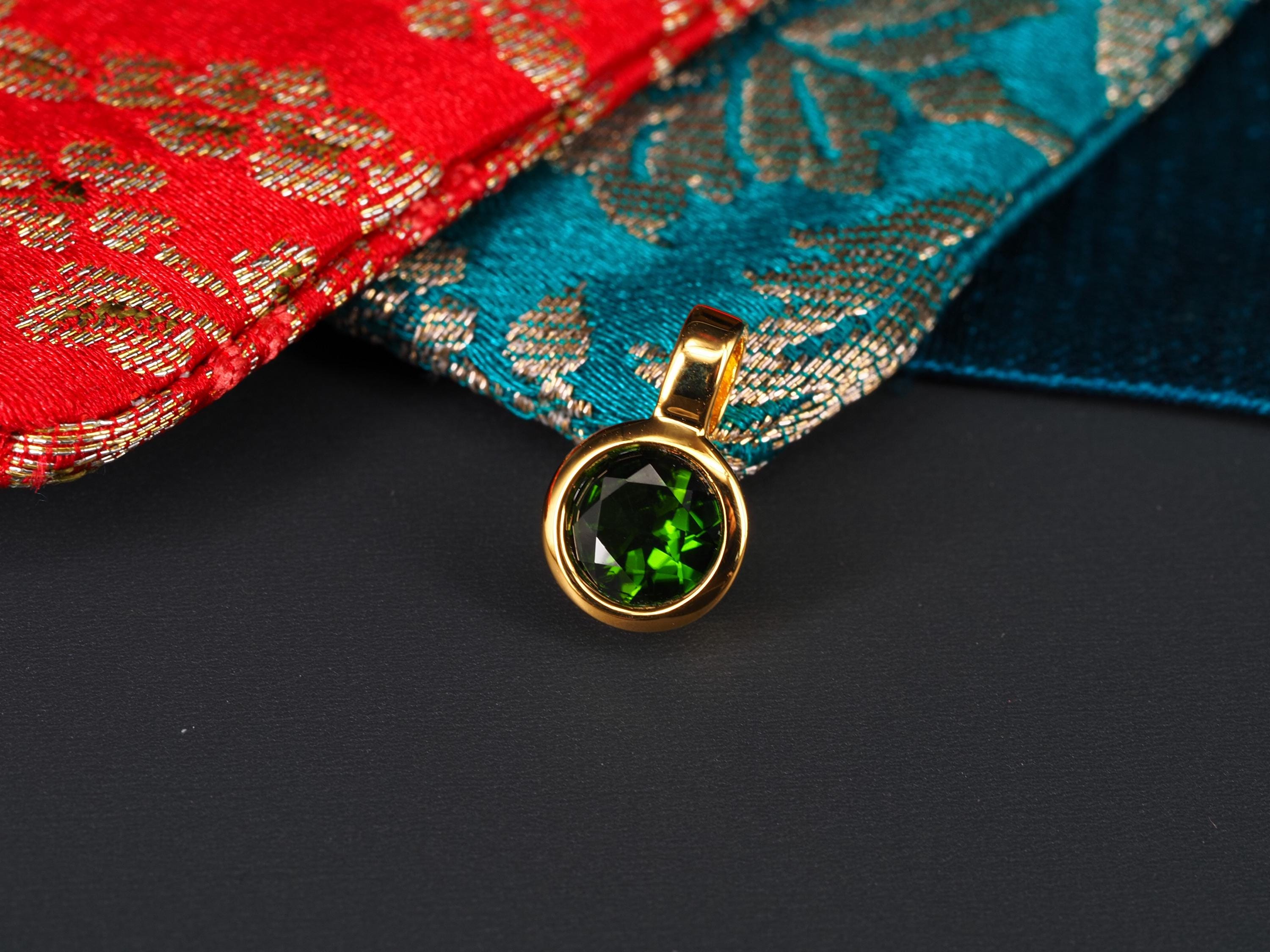 Chromdiopsid Anhänger grün Sterling Silber vergoldet