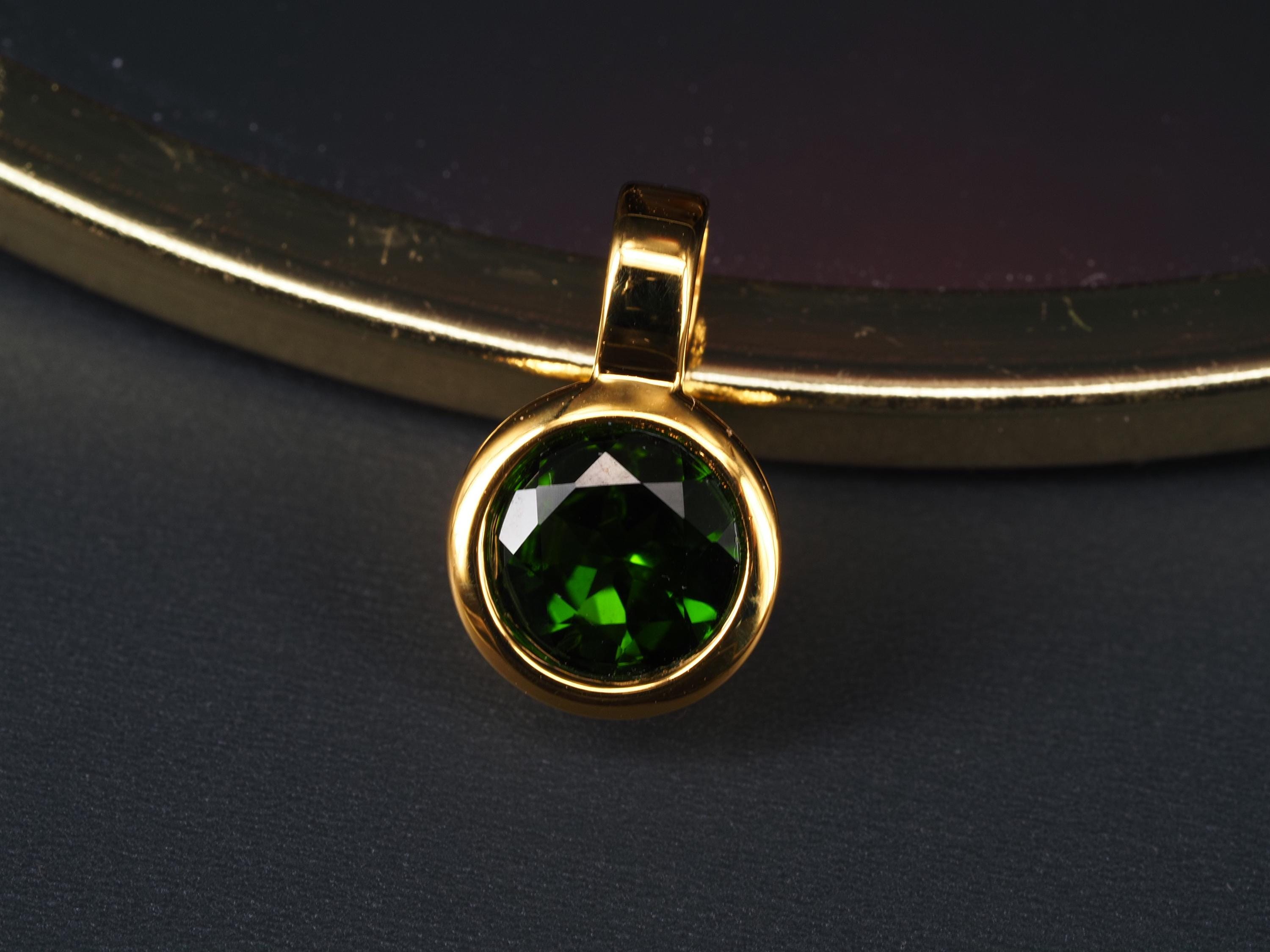 Chromdiopsid Anhänger grün Sterling Silber vergoldet