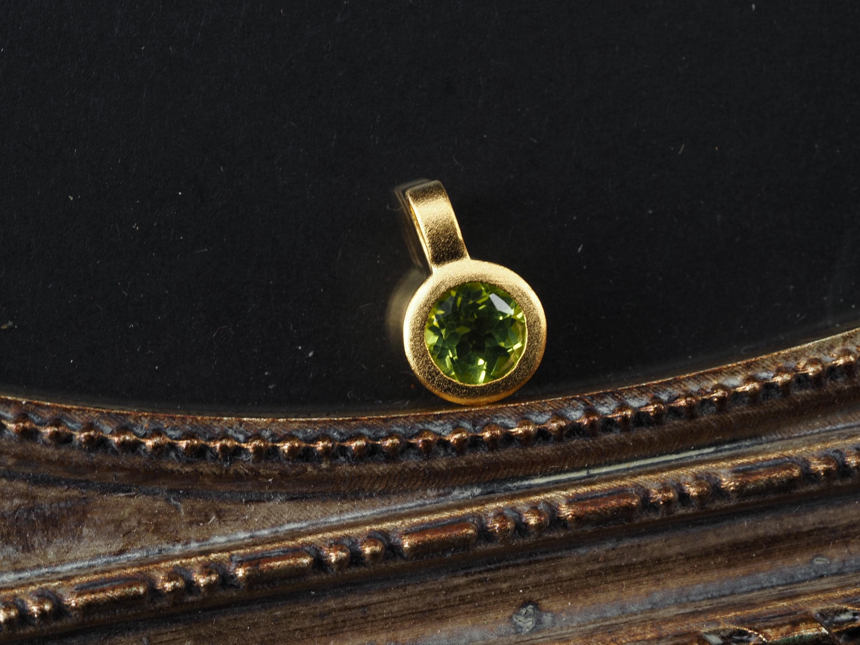 Peridot Anhänger grün Sterling Silber vergoldet