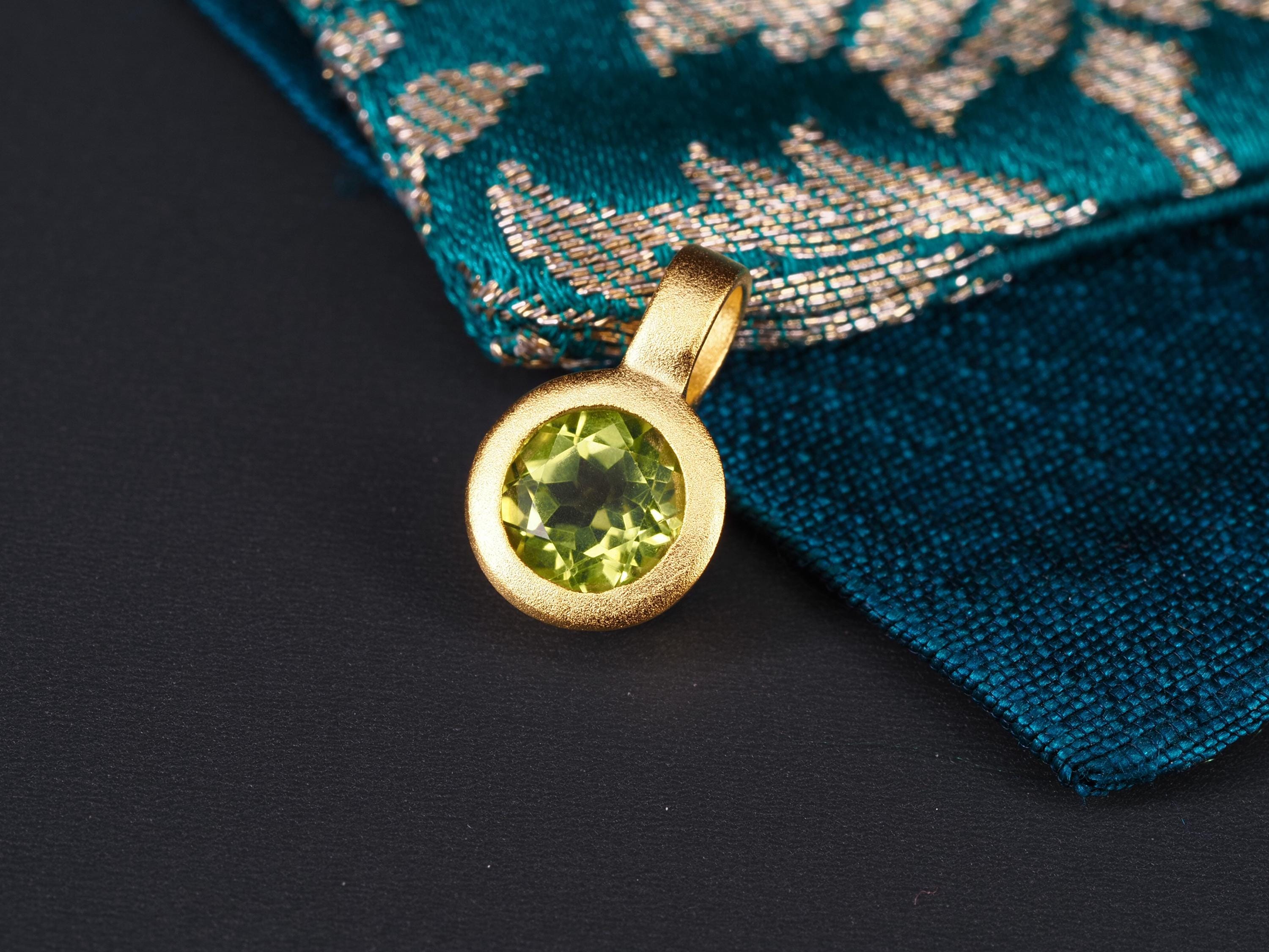 Peridot Anhänger grün Sterling Silber vergoldet