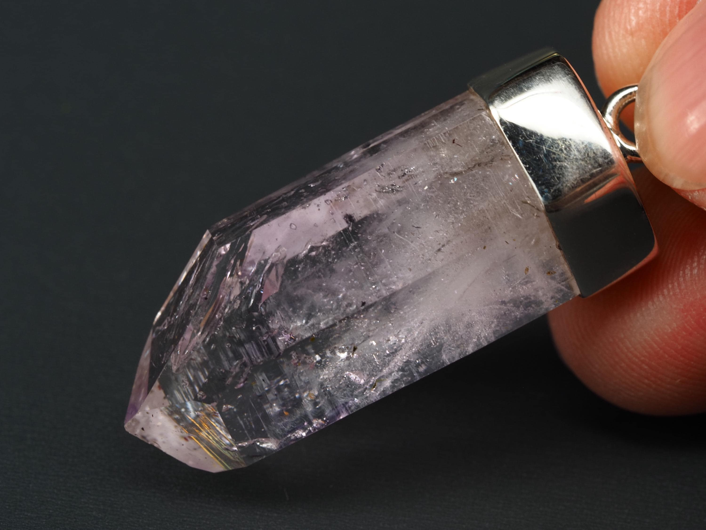 Amethyst Namibia Silber Anhänger Länge mit Öse 42mm