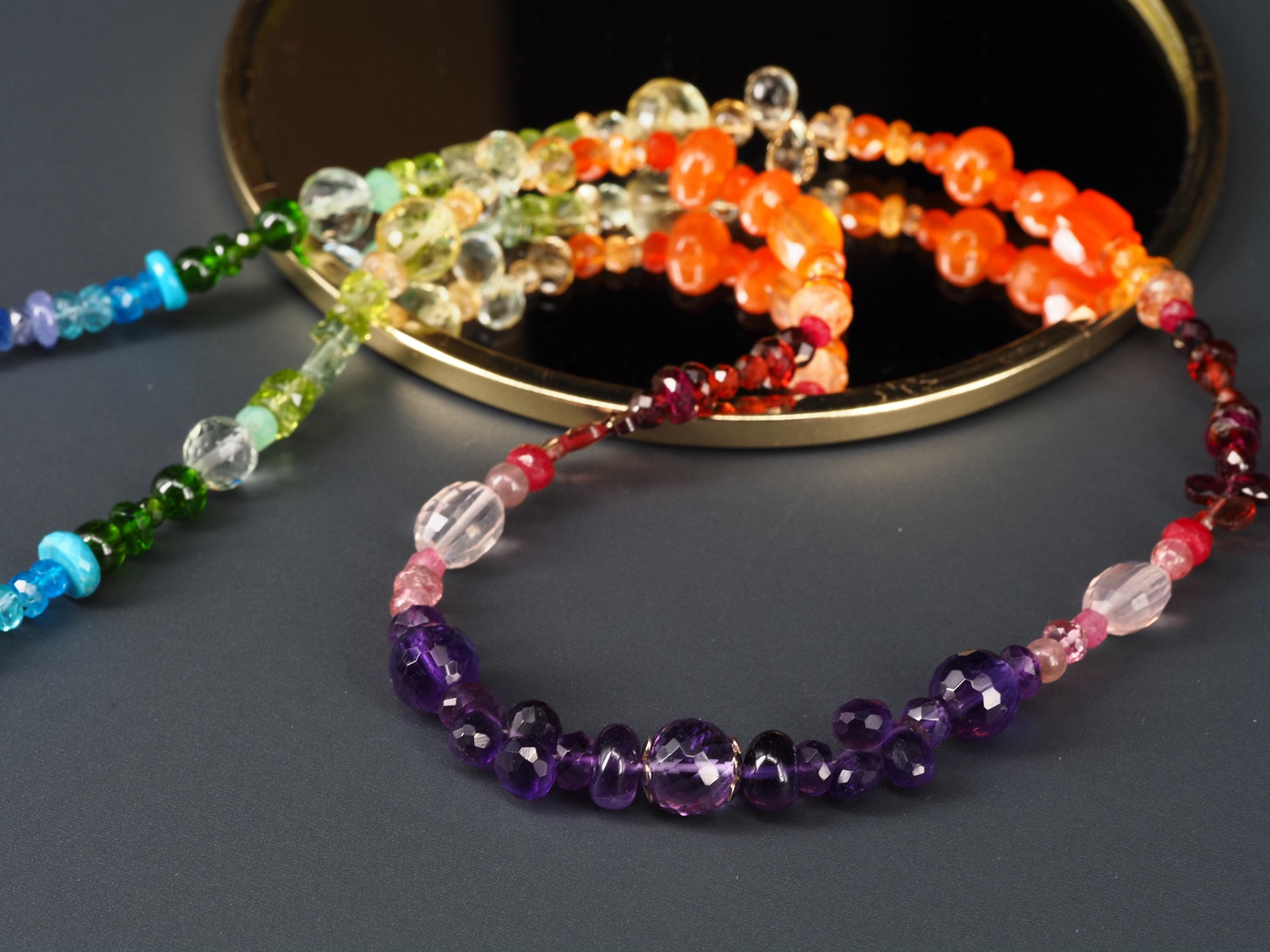 Bunte Edelstein Kette farbenfrohe Energie Chakra Halskette