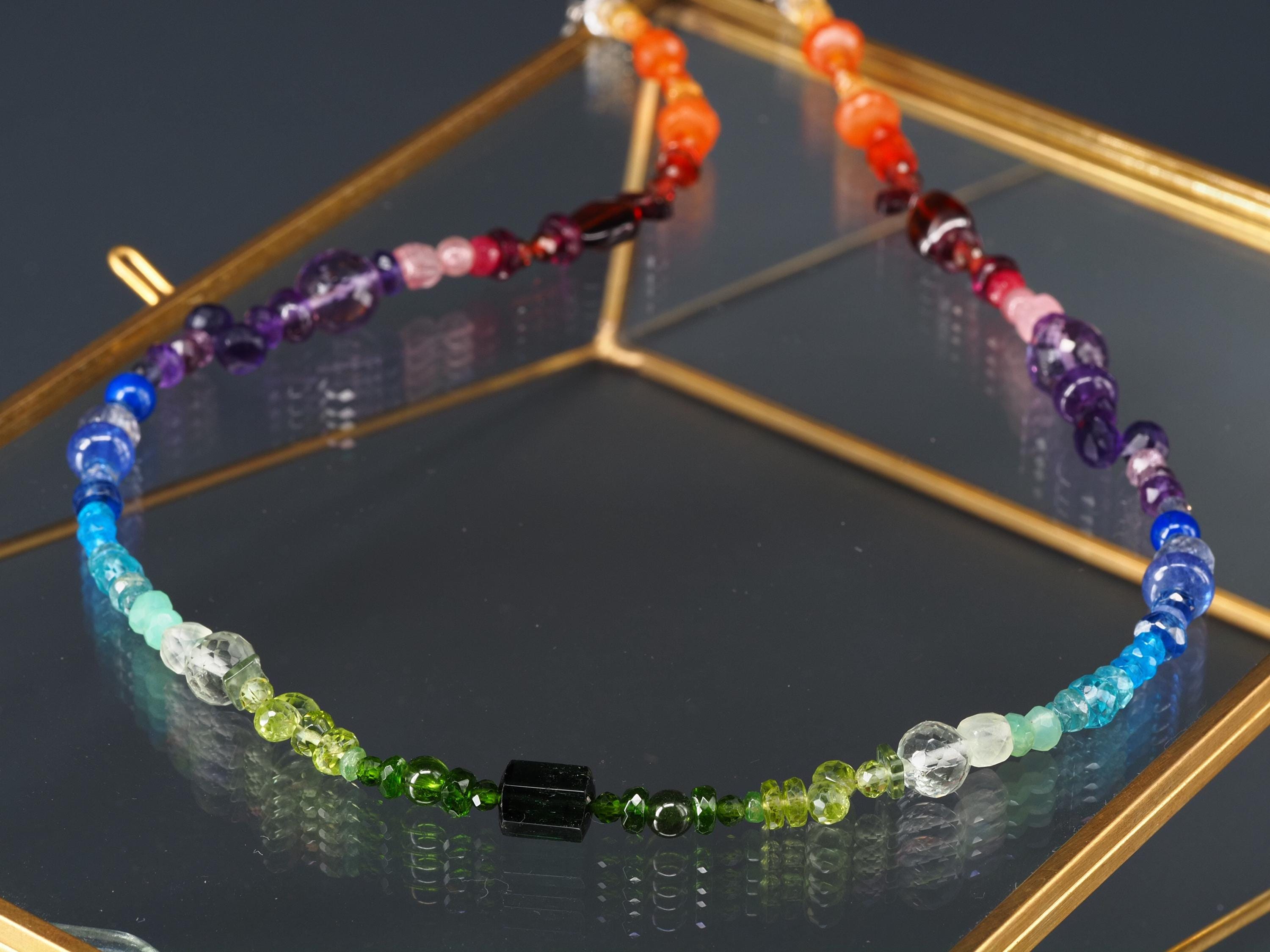 Bunte Edelstein Kette Länge 43cm farbenfrohe Energie