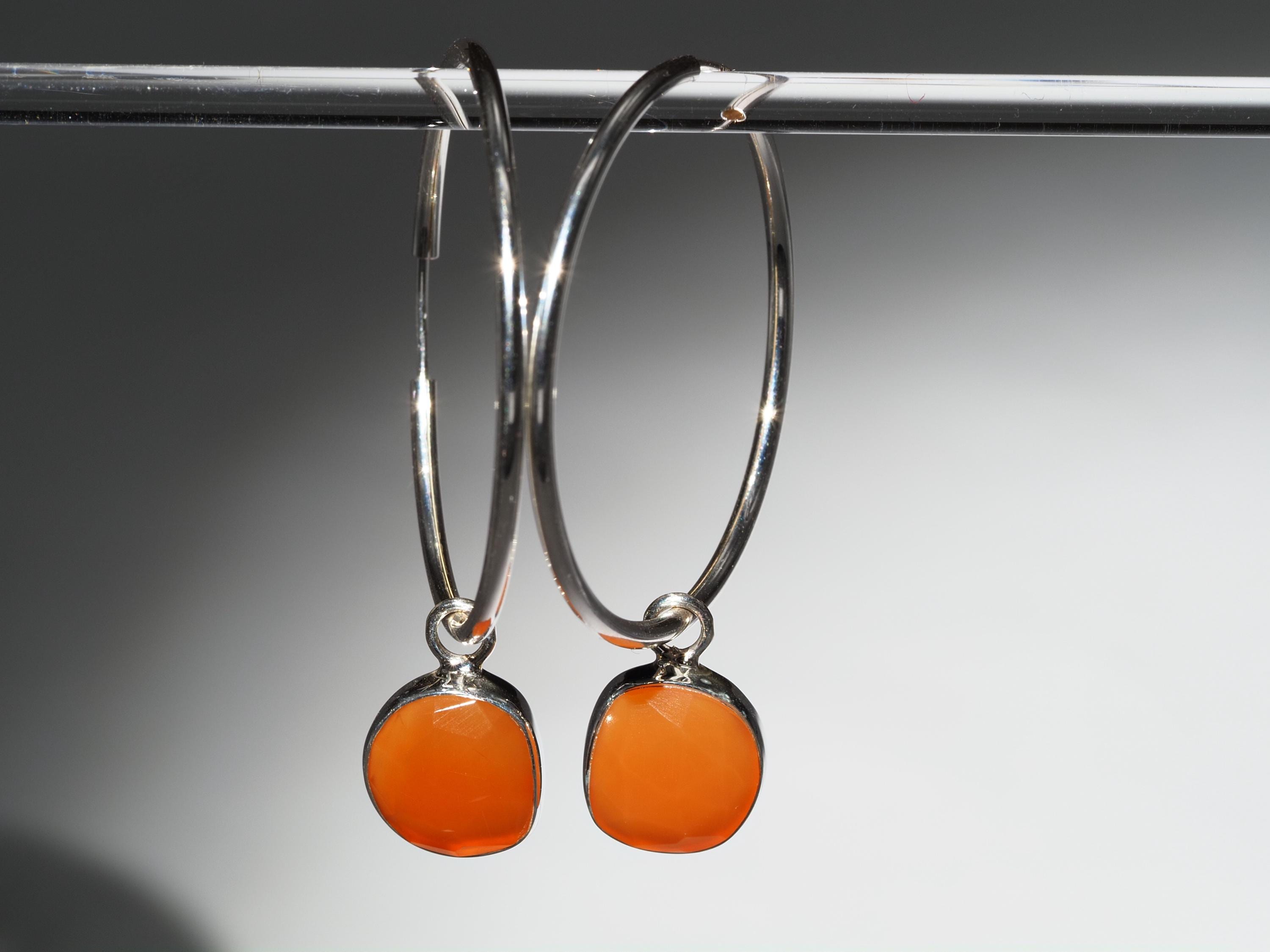 Karneol Silber Creolen Ohrringe rose cut Edelsteinen