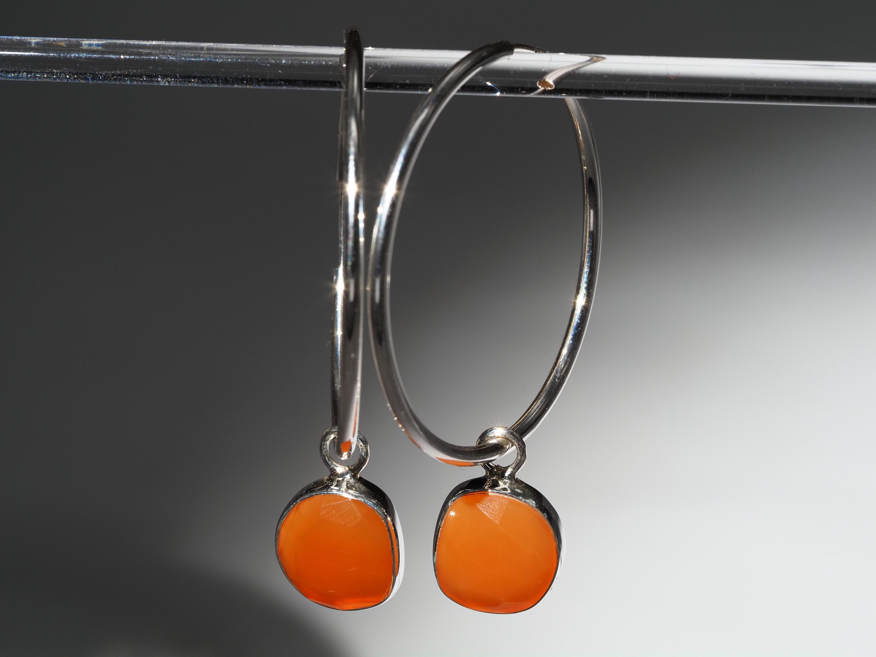 Karneol Silber Creolen Ohrringe rose cut Edelsteinen