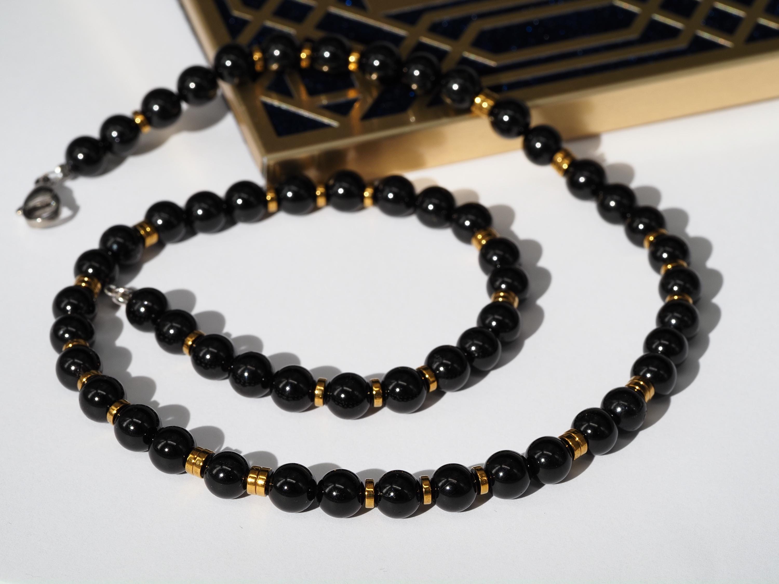 Schwarze Turmalin Kette – edle Edelsteinkette aus natürlichem Schörl Turmalin