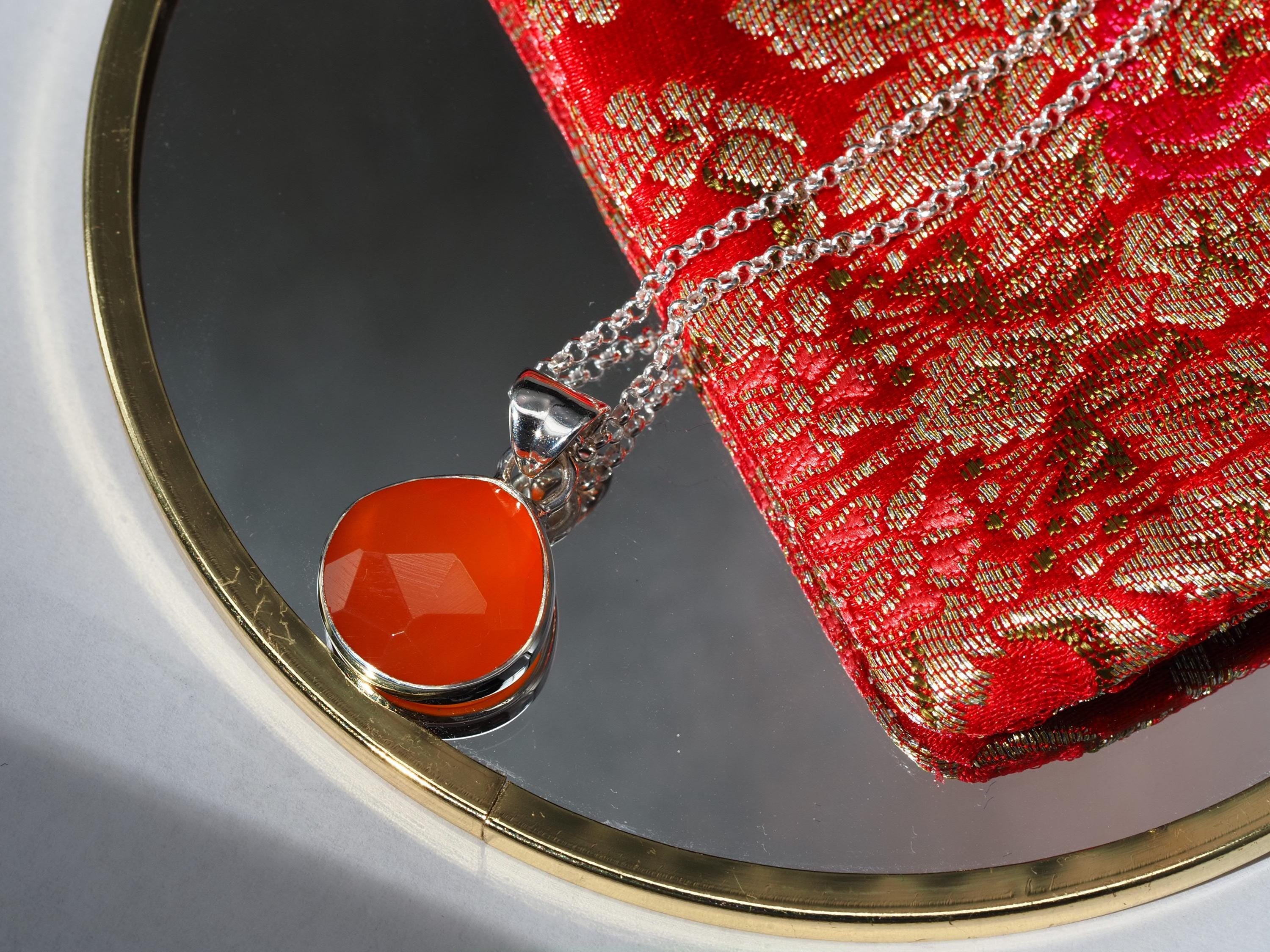 Anhänger Karneol – oranger Edelsteinanhänger Silber