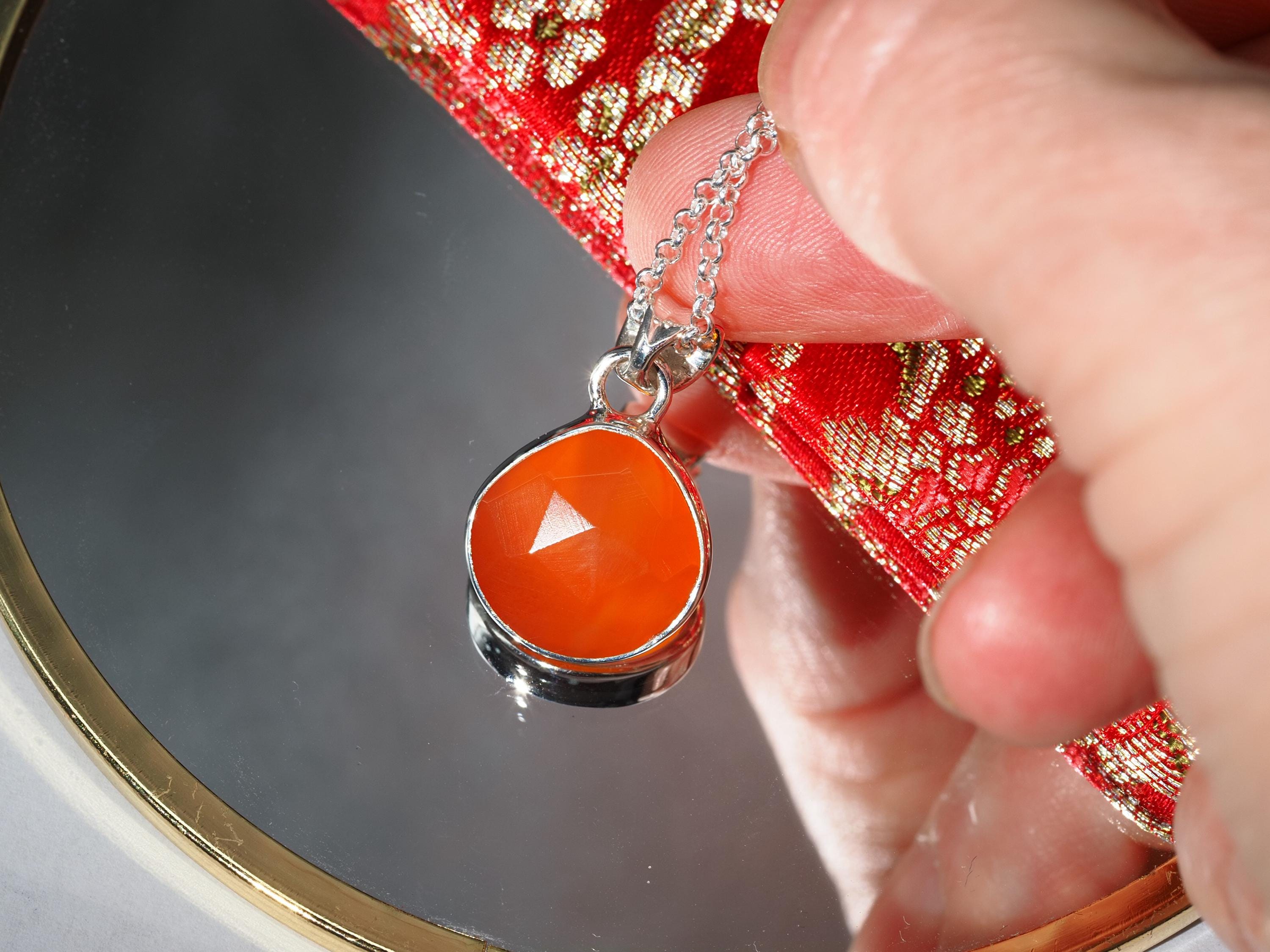 Anhänger Karneol – oranger Edelsteinanhänger Silber