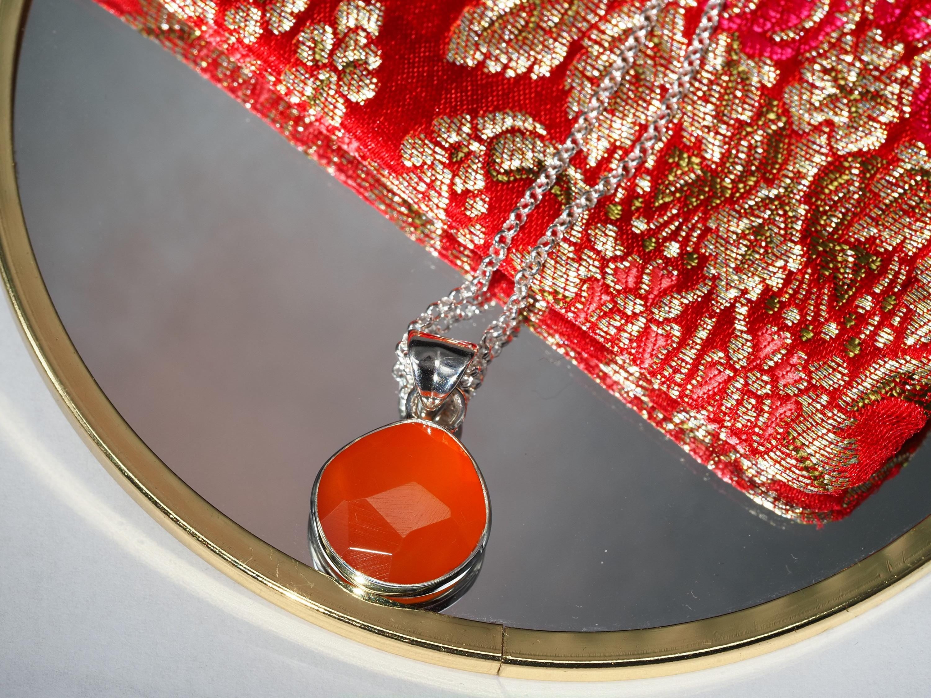 Anhänger Karneol – oranger Edelsteinanhänger Silber