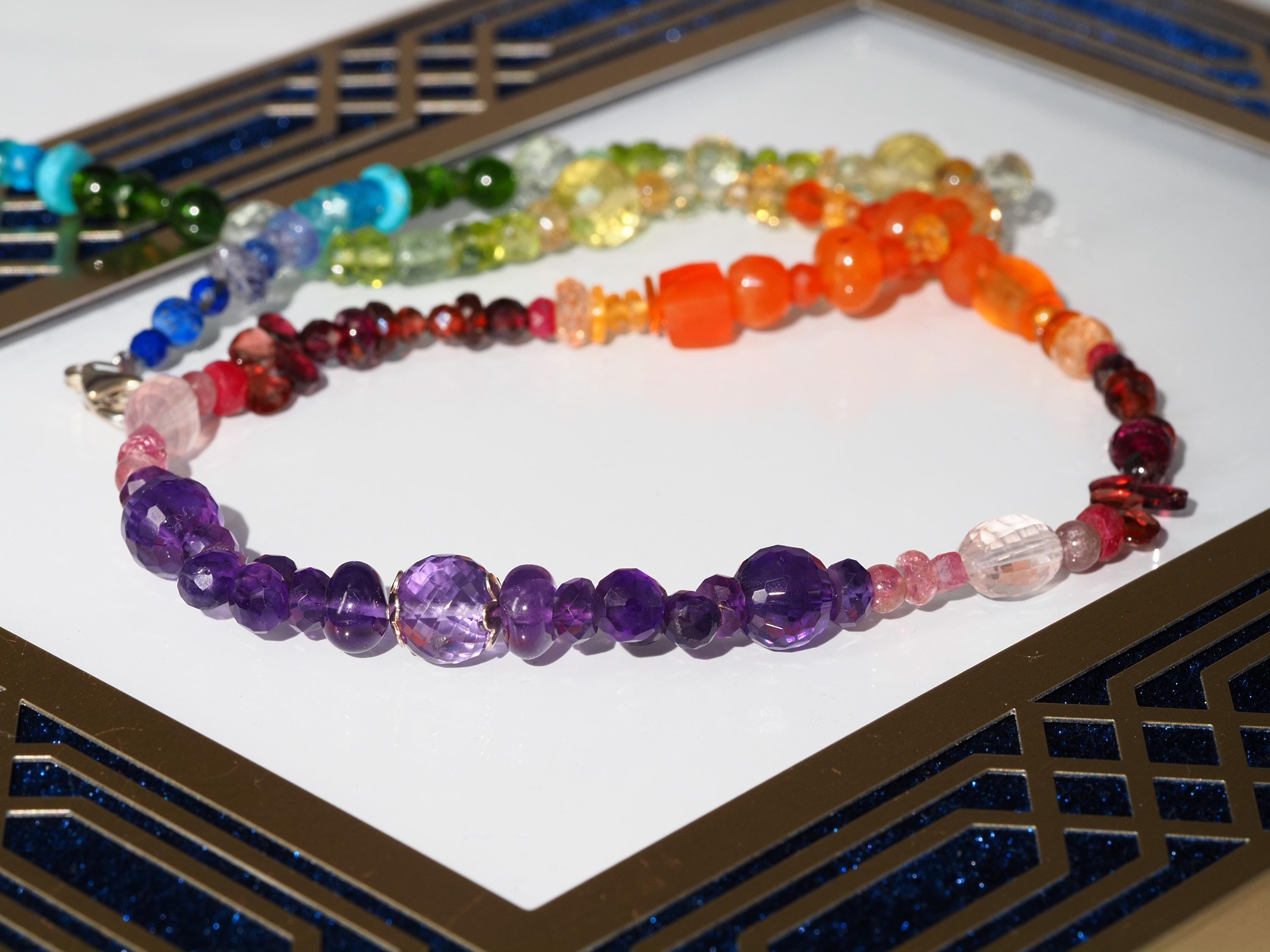 Bunte Edelstein Kette farbenfrohe Energie Chakra Halskette