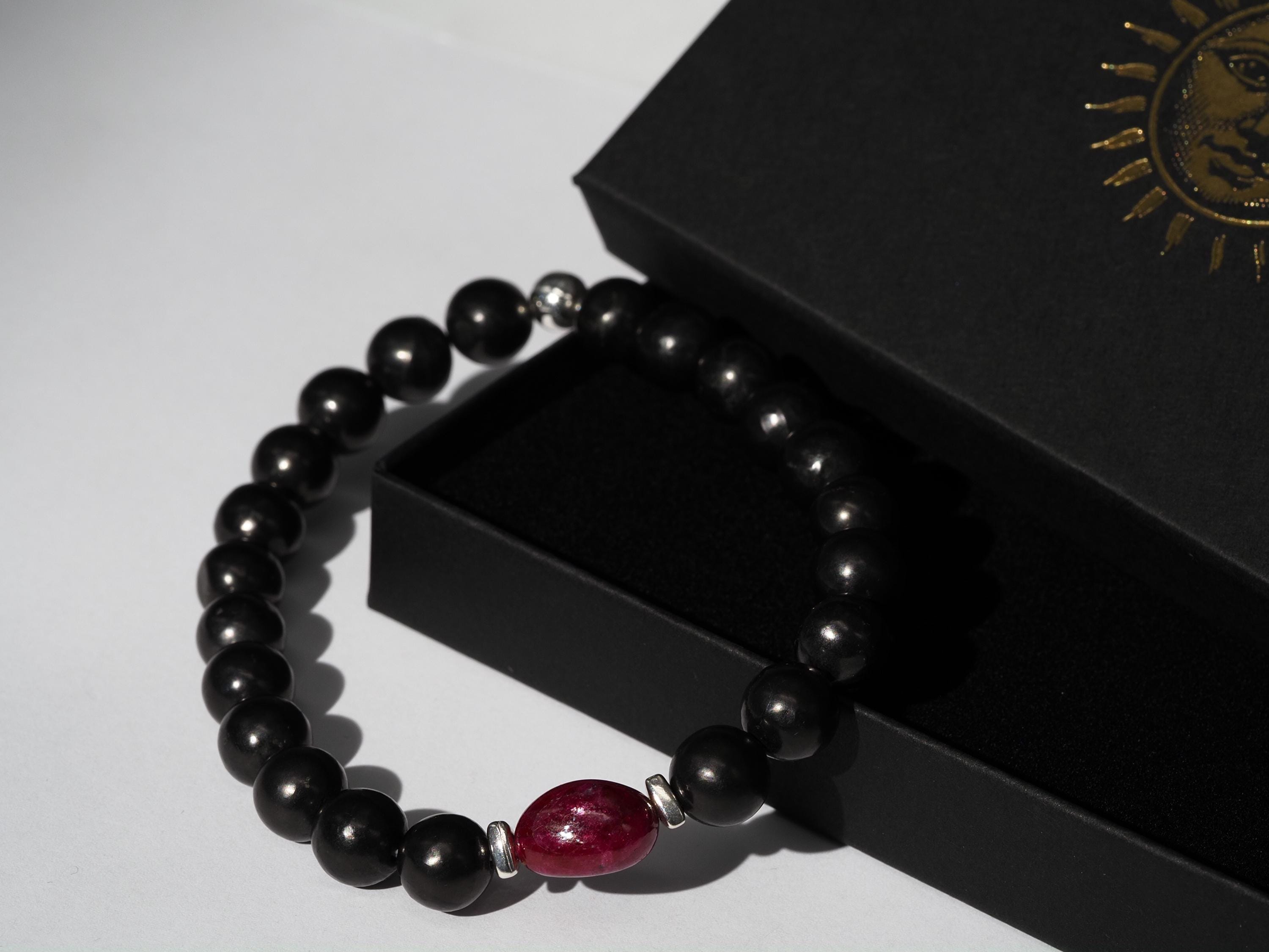 Rubin Armband und Schungit für Männer Edelstein