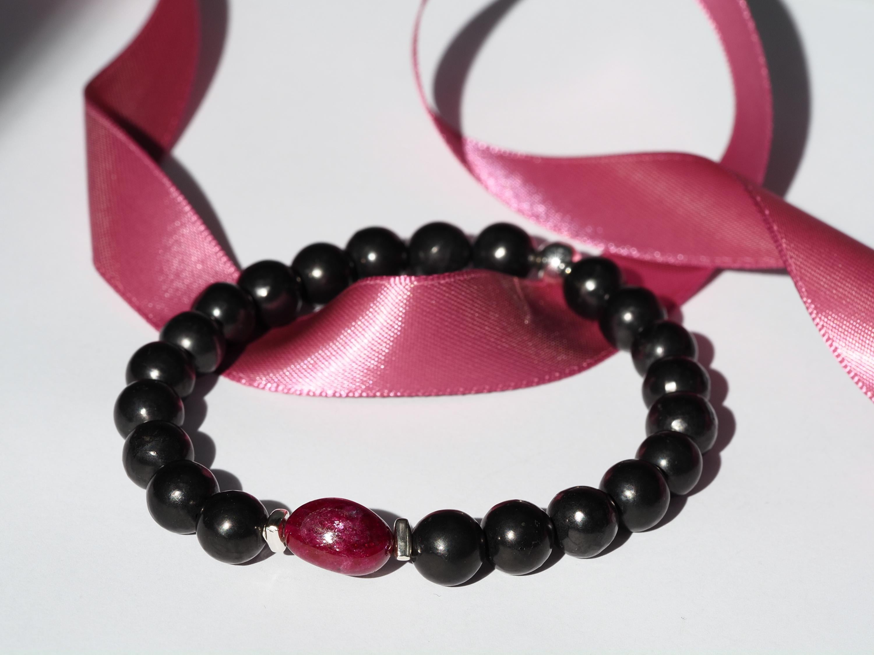 Rubin Armband und Schungit für Männer Edelstein