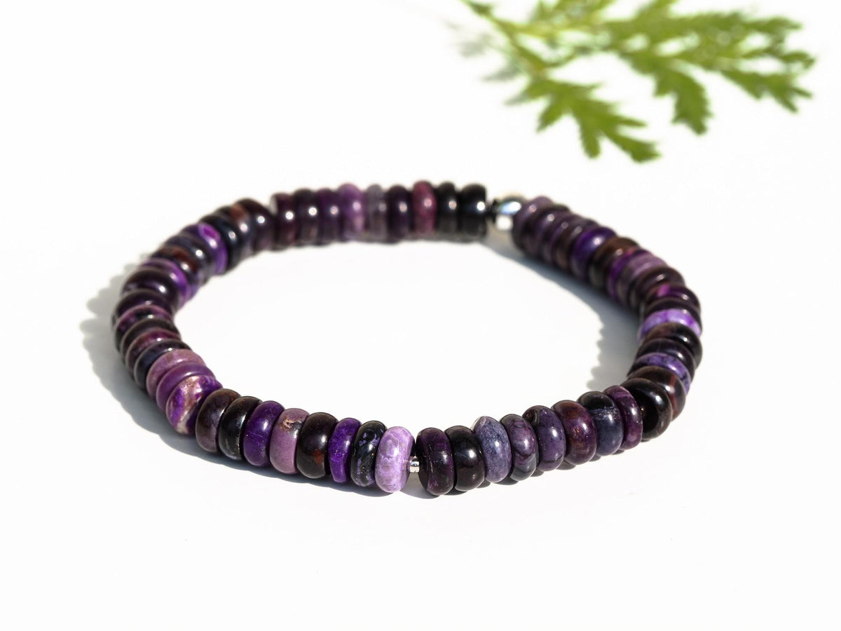 Sugilith Armband 925er Silber elastisch Unisex