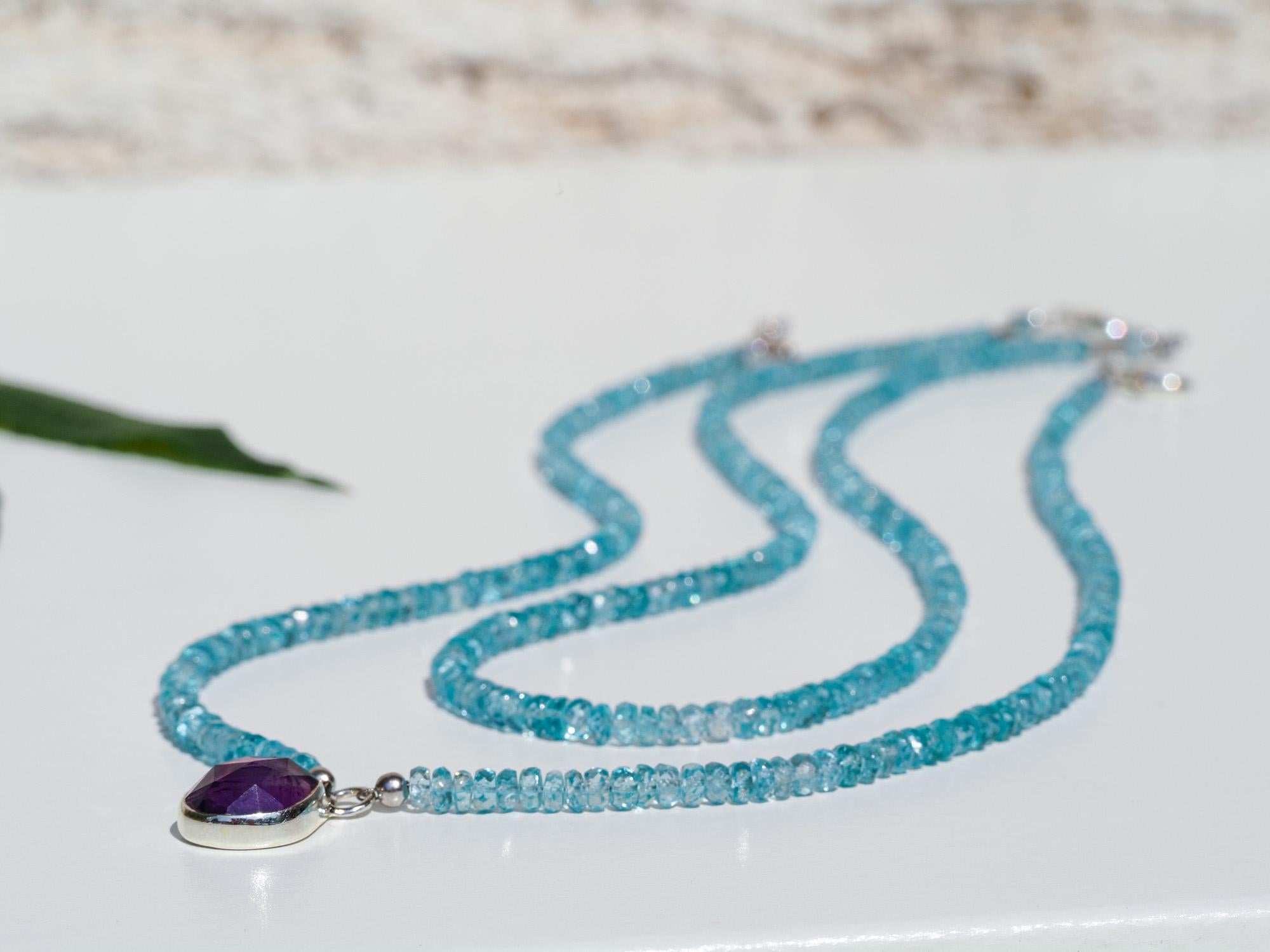 Apatit Kette in fantastischem Blau 925 Silber Verschuss Spitzenqualität Unikat