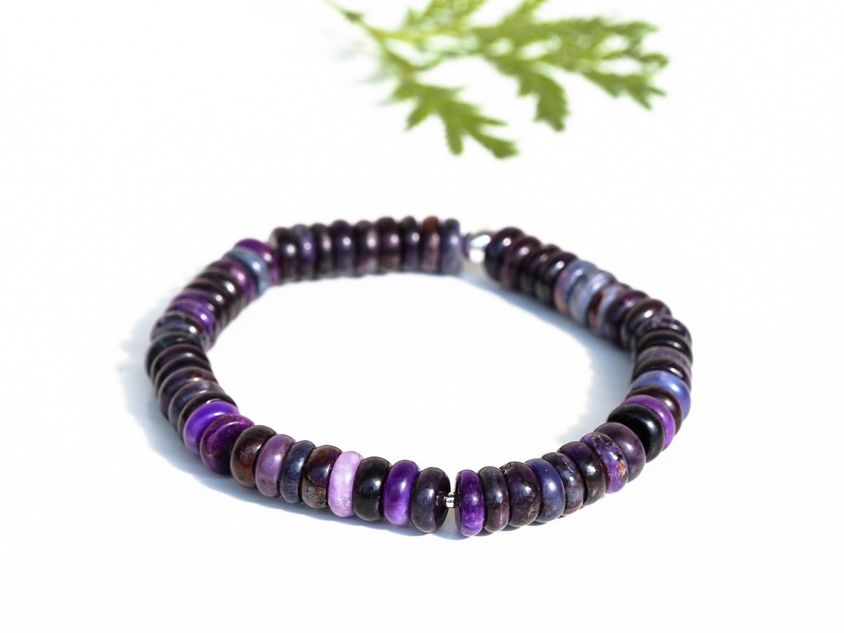 Sugilith Armband 925er Silber elastisch Unisex