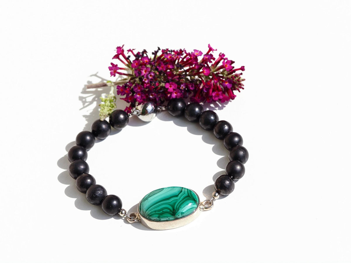 Aquamarin und Schungit Armband für Männer