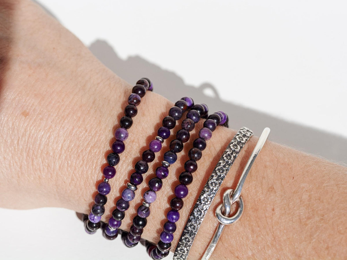 Sugilith Armband 925er Silber echter unbehandelter Sugilit aus der Wessels Mine