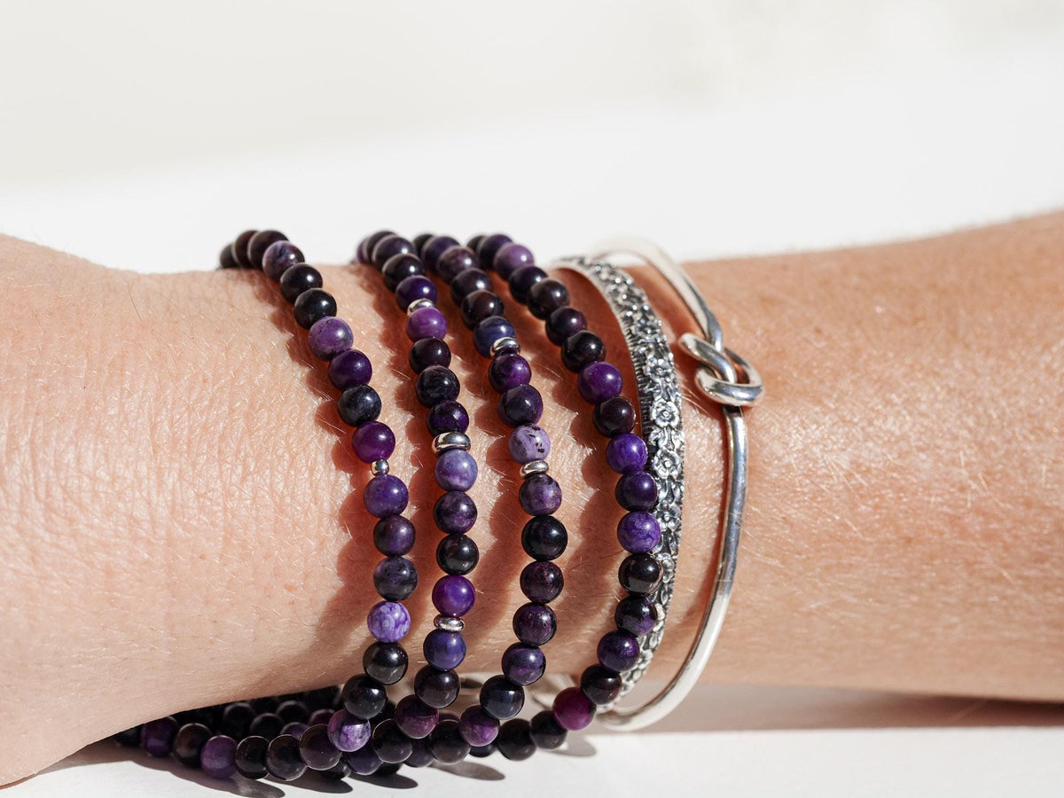Sugilith Armband 925er Silber echter unbehandelter Sugilit aus der Wessels Mine