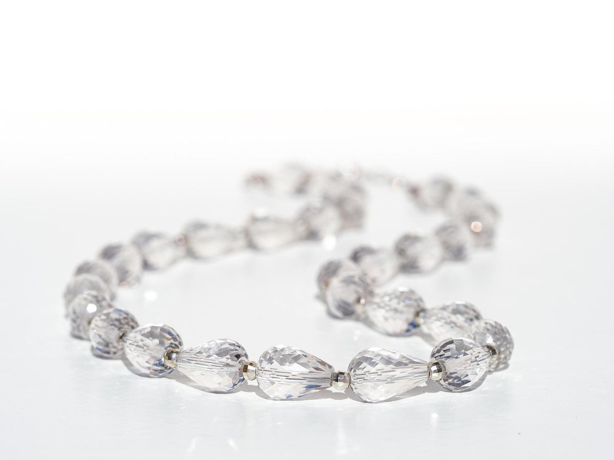 Bergkristall Kette Tropfen Silber 43,5cm +Verlängerung