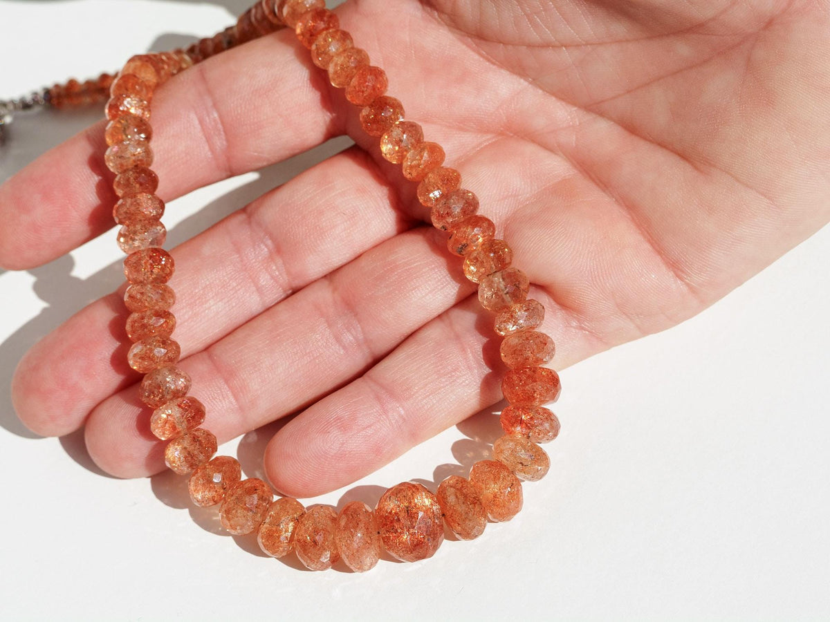 Sonnenstein Kette Tansania facettiert intensiv orange 925 Silber