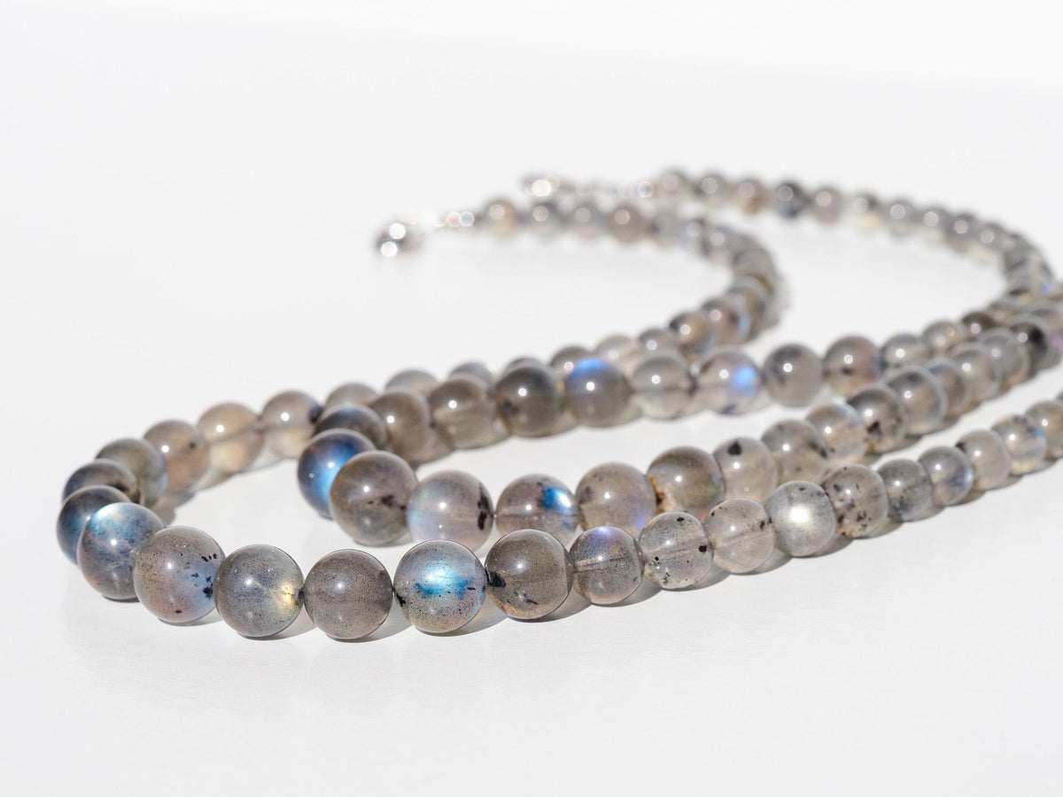Labradorit Kette 925 Sterling Silber Verschluss Labradorit Madagaskar Natur Stein