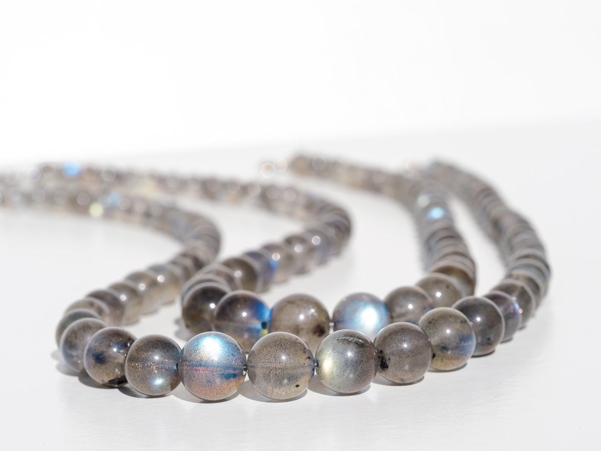 Labradorit Kette 925 Sterling Silber Verschluss Labradorit Madagaskar Natur Stein