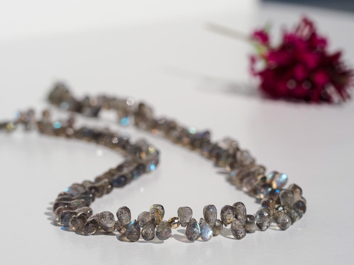 Labradorit Kette 925 Sterling Silber Verschluss Labradorit Madagaskar Natur Stein