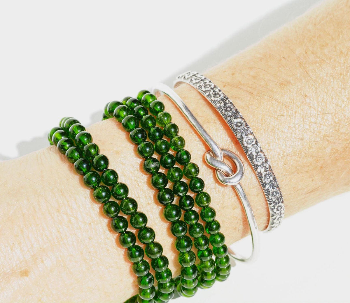 Chromdiopsid Kette grünes Edelstein Collier facettiert