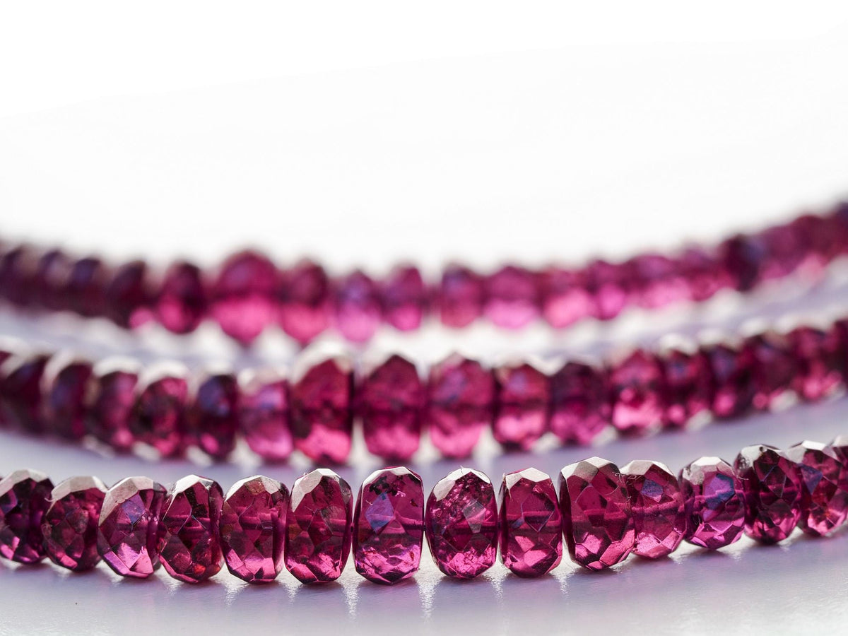 Granat Kette Rhodolith Top-Qualität lange Halskette 925 Silber 100% Natur