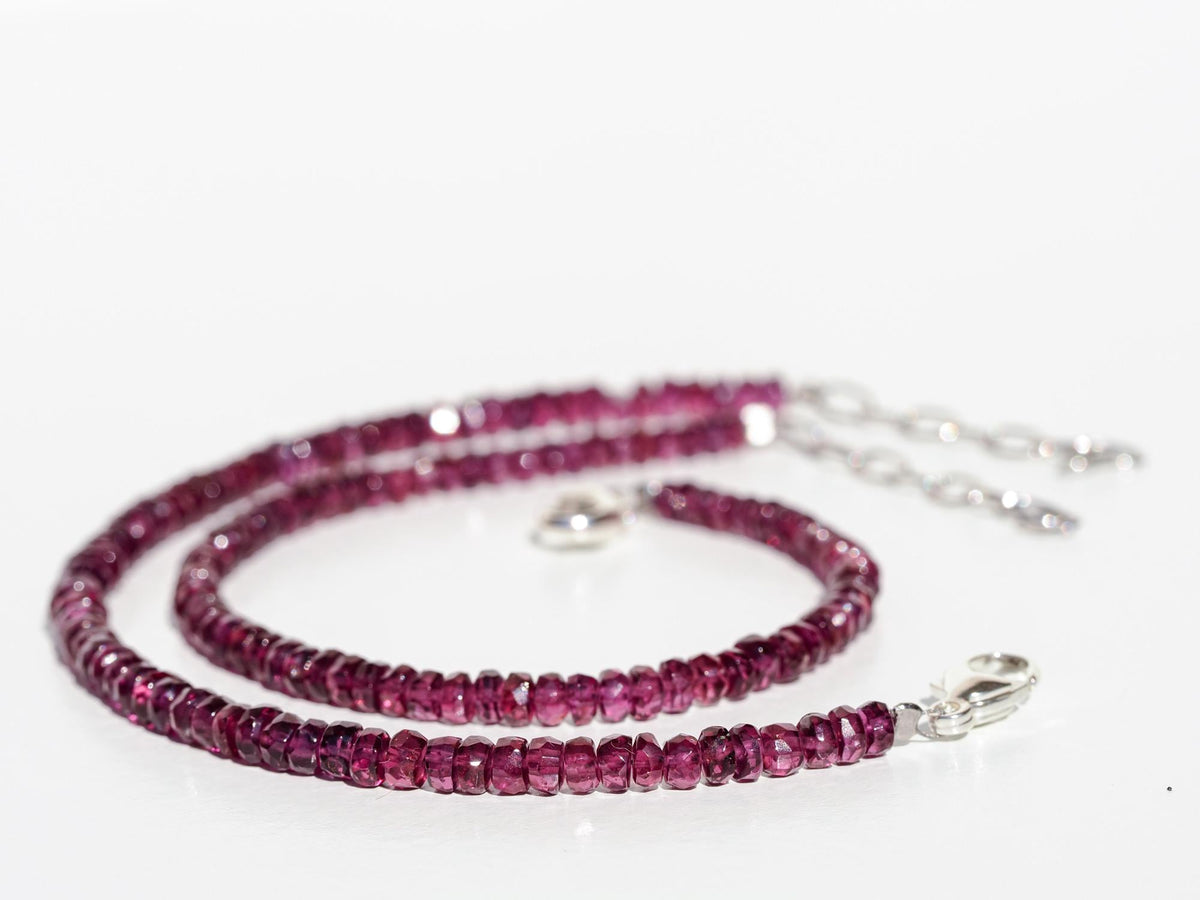 Granat Armband Rhodolith Top Qualität Halskette mit 925 Silber Verschluss 100% Natur