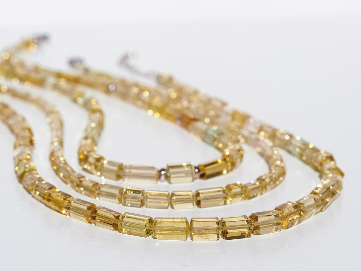 Heliodor Kette gelber Beryl seltener Edelstein Naturkristall poliert mit 925 Sterling Silber rhodinierten Verschluss