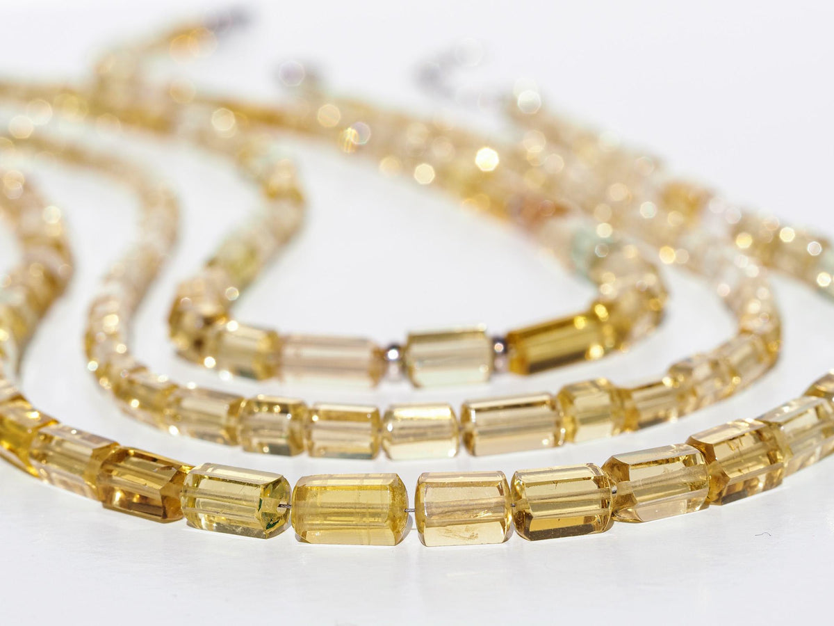 Heliodor Kette gelber Beryl seltener Edelstein Naturkristall poliert mit 925 Sterling Silber rhodinierten Verschluss
