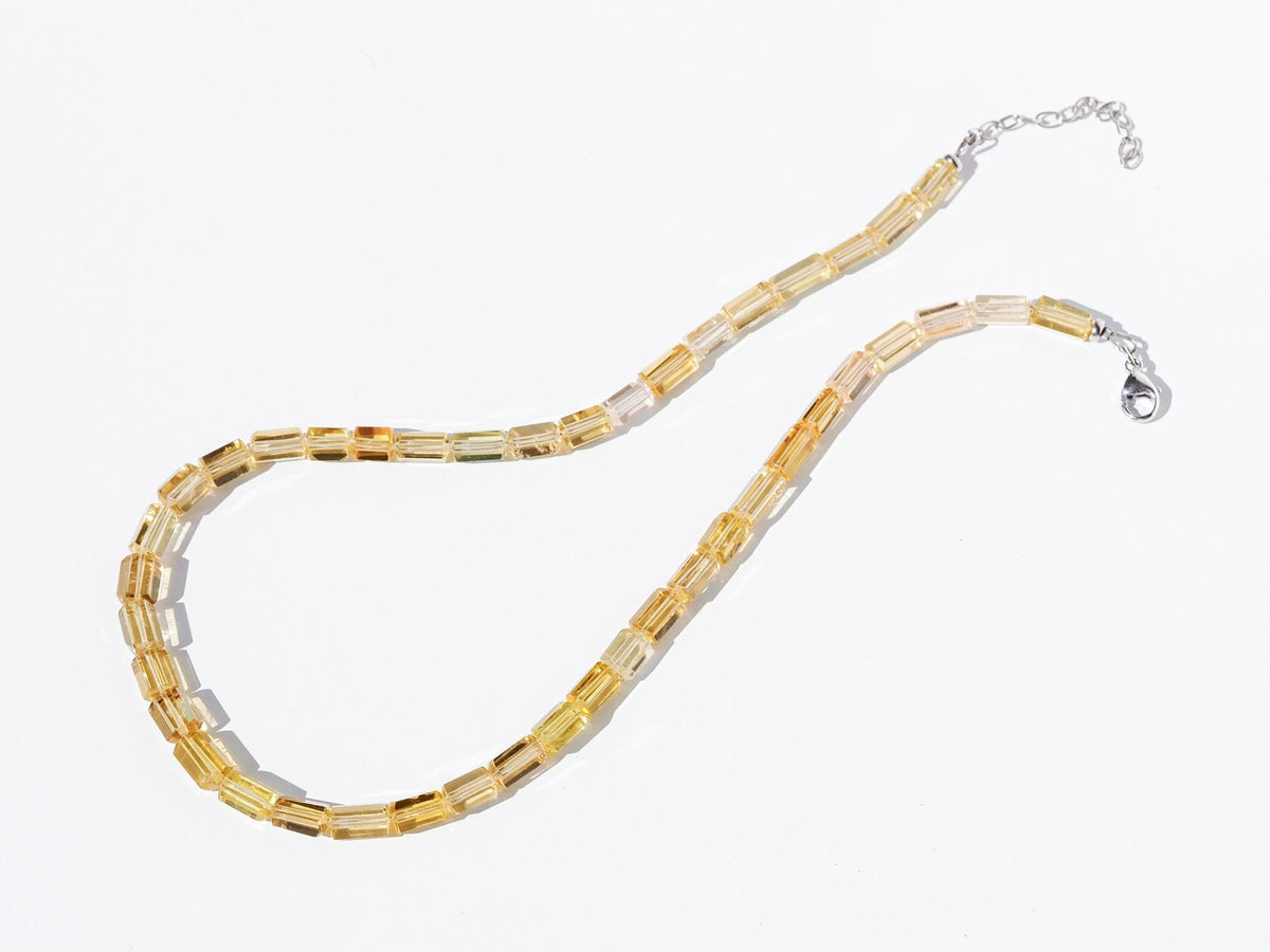 Heliodor Kette gelber Beryl seltener Edelstein Naturkristall poliert mit 925 Sterling Silber rhodinierten Verschluss